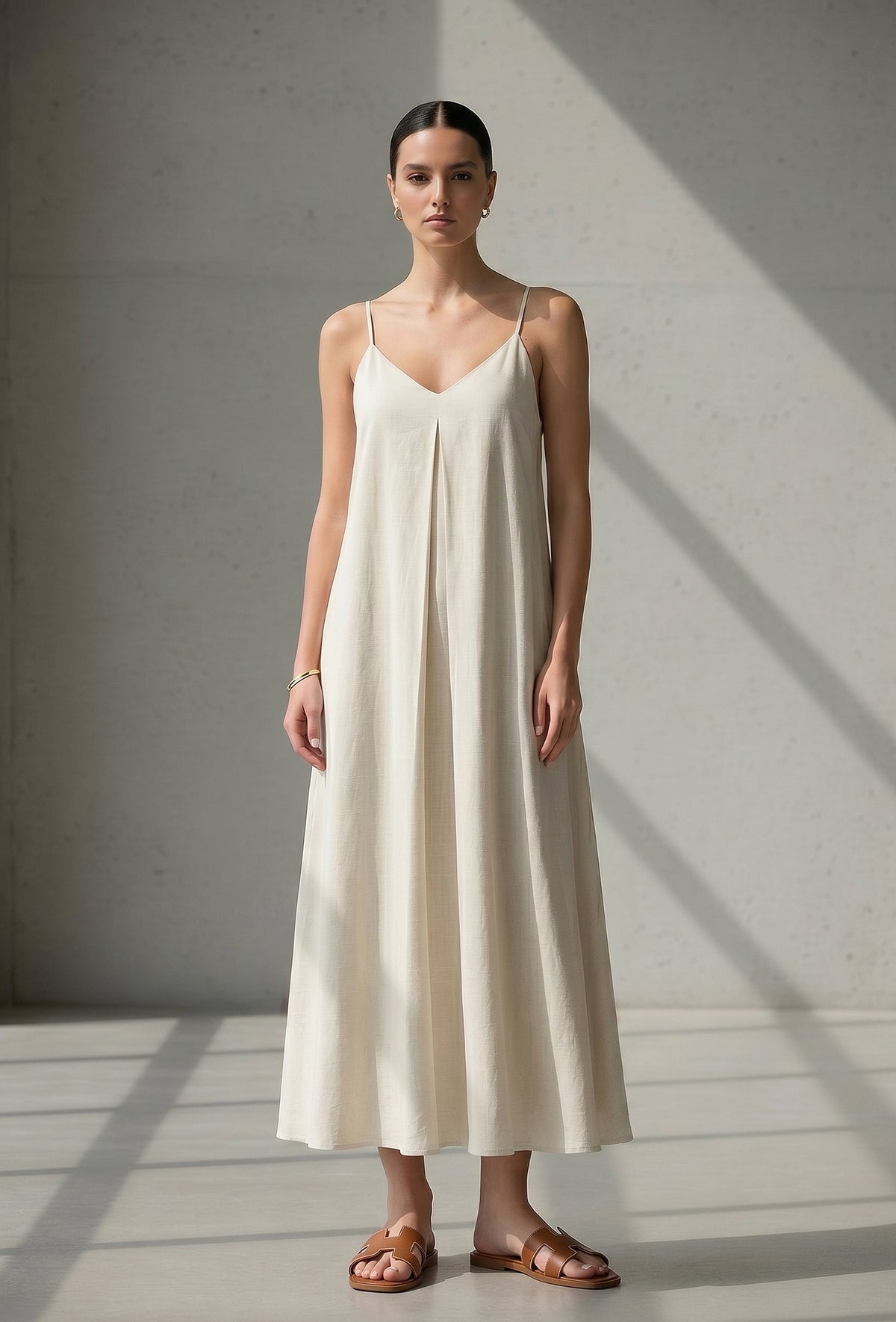 Ivory Breeze Strappy Cotton Maxi Dress サイズ L