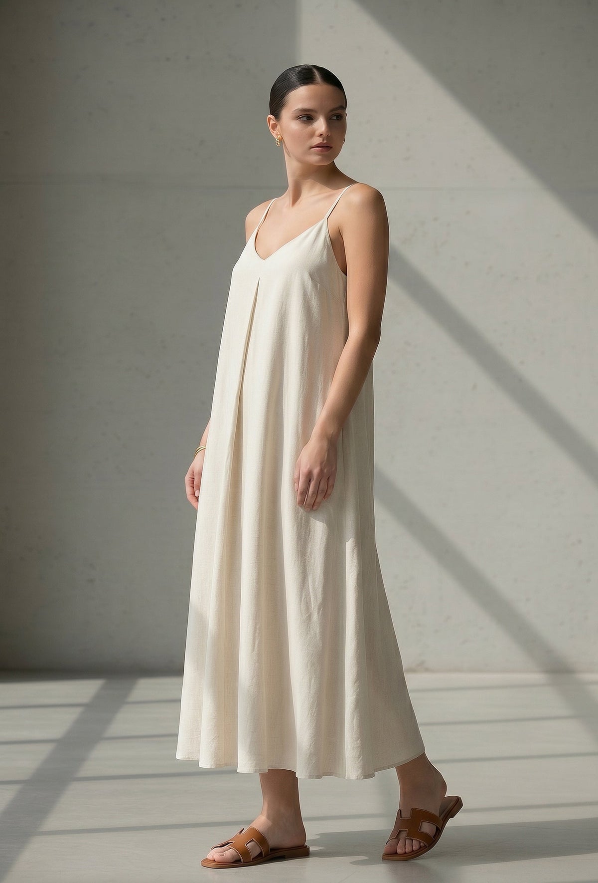 Ivory Breeze Strappy Cotton Maxi Dress サイズ L