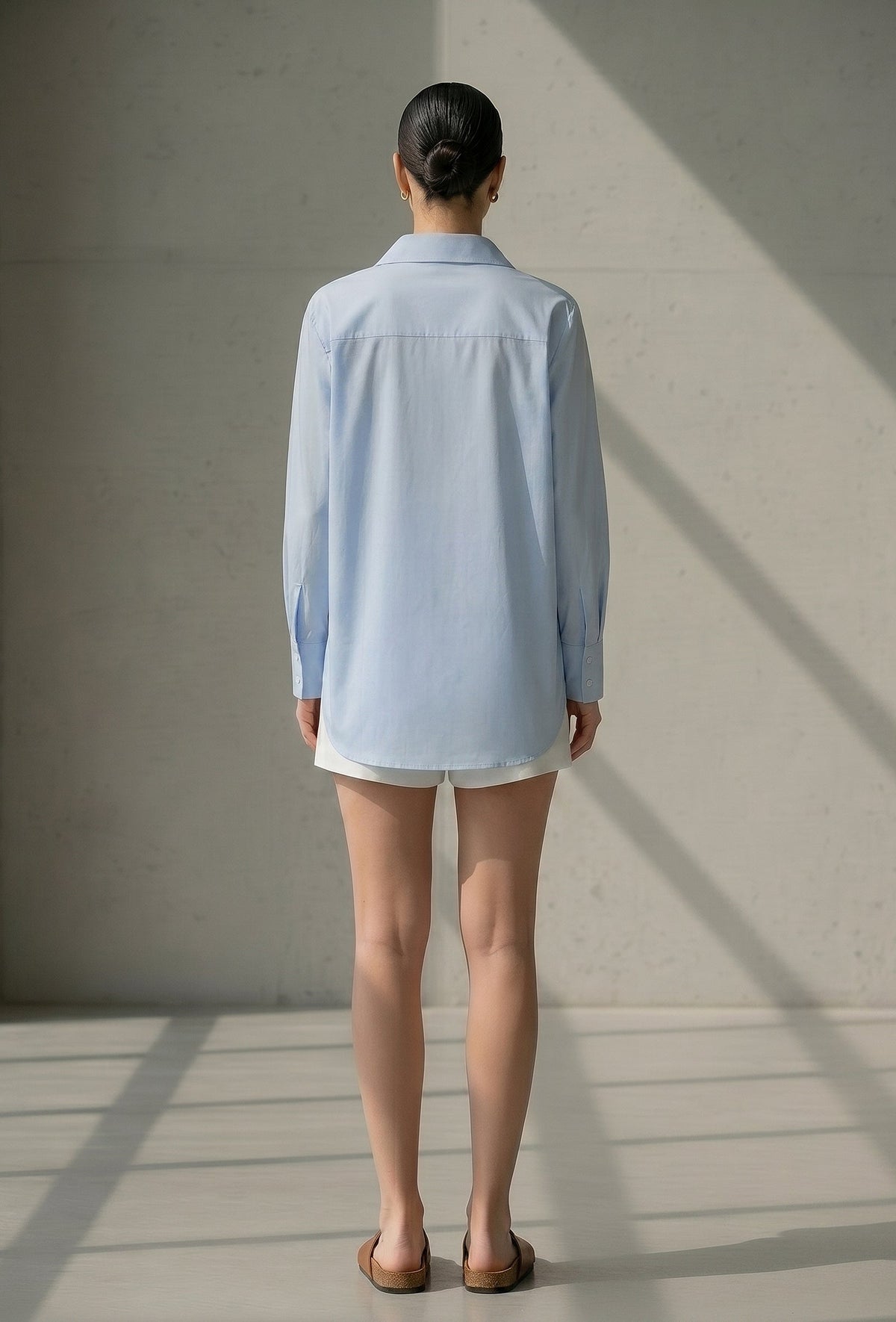 Set of 2: Powder Blue Cotton Shirt with White Shorts Co-ord Set サイズ M