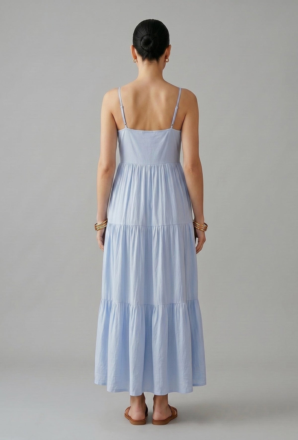 Powder Blue Cotton Lace Detail Tiered Gown サイズ XL