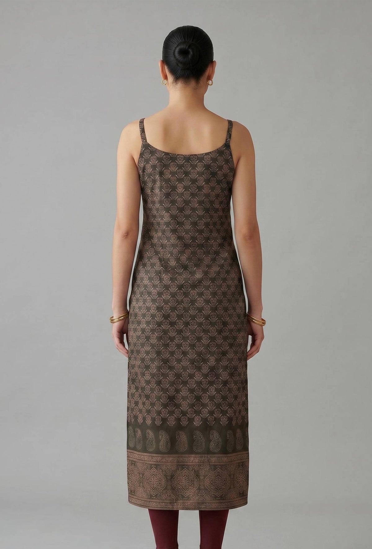 Black Ethnic Motif Printed Strappy Slip Kurta サイズ XXXL