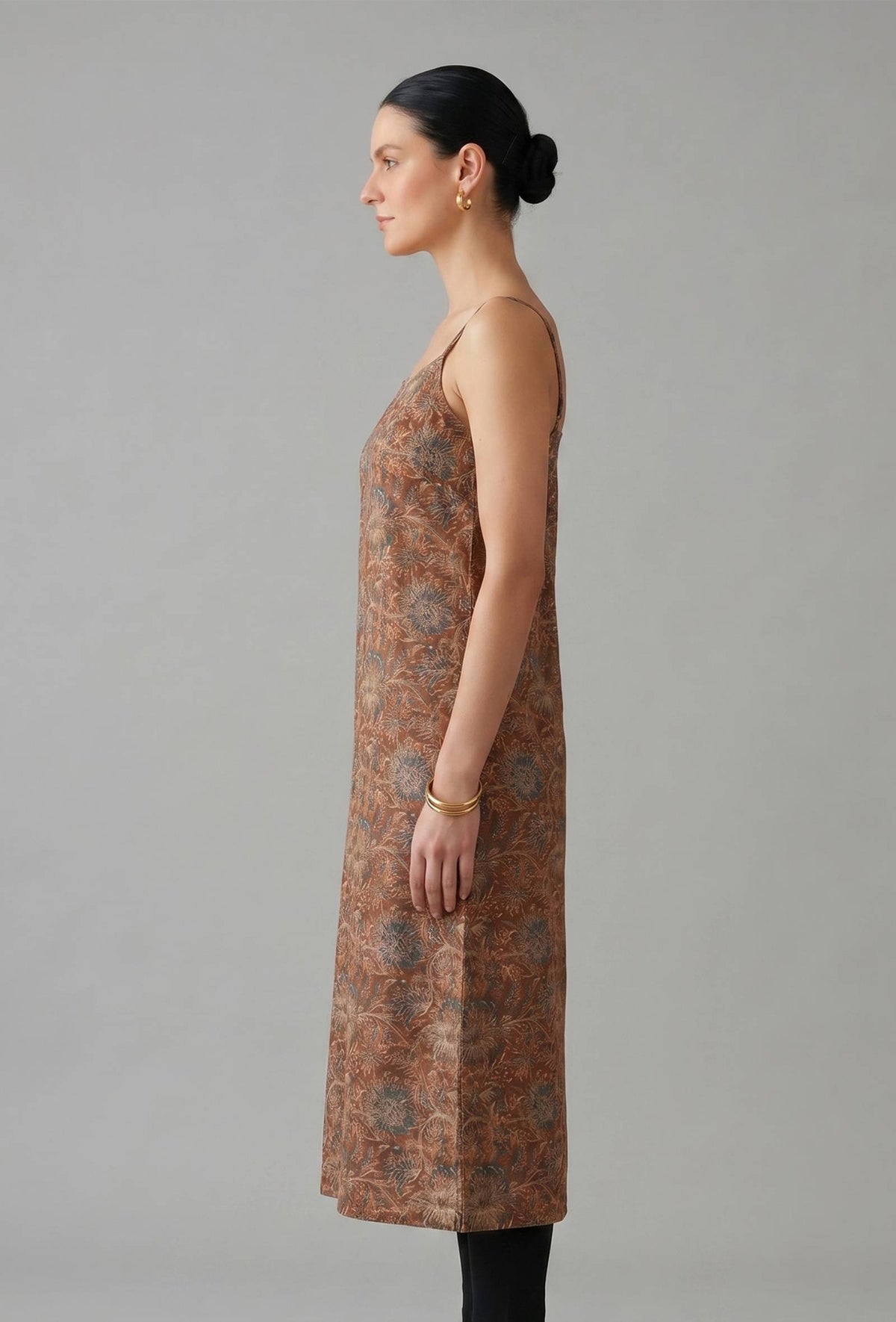 Rust Orange Kalamkari Printed Cotton Strappy Slip Kurta サイズ XL