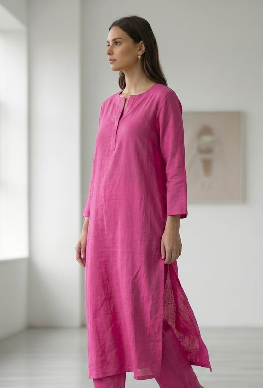Fuchsia Pink Straight Kurta サイズ M