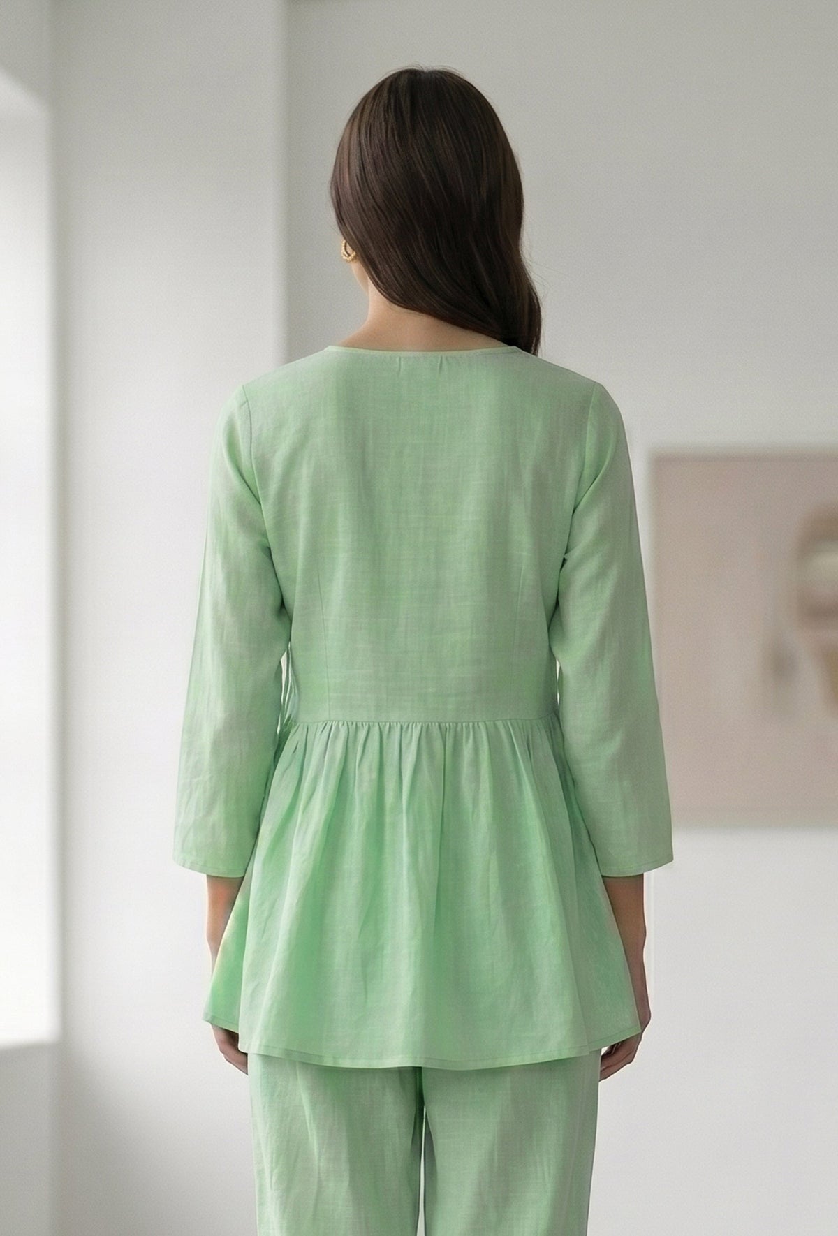 Mint Green Wrap Peplum Top サイズ L
