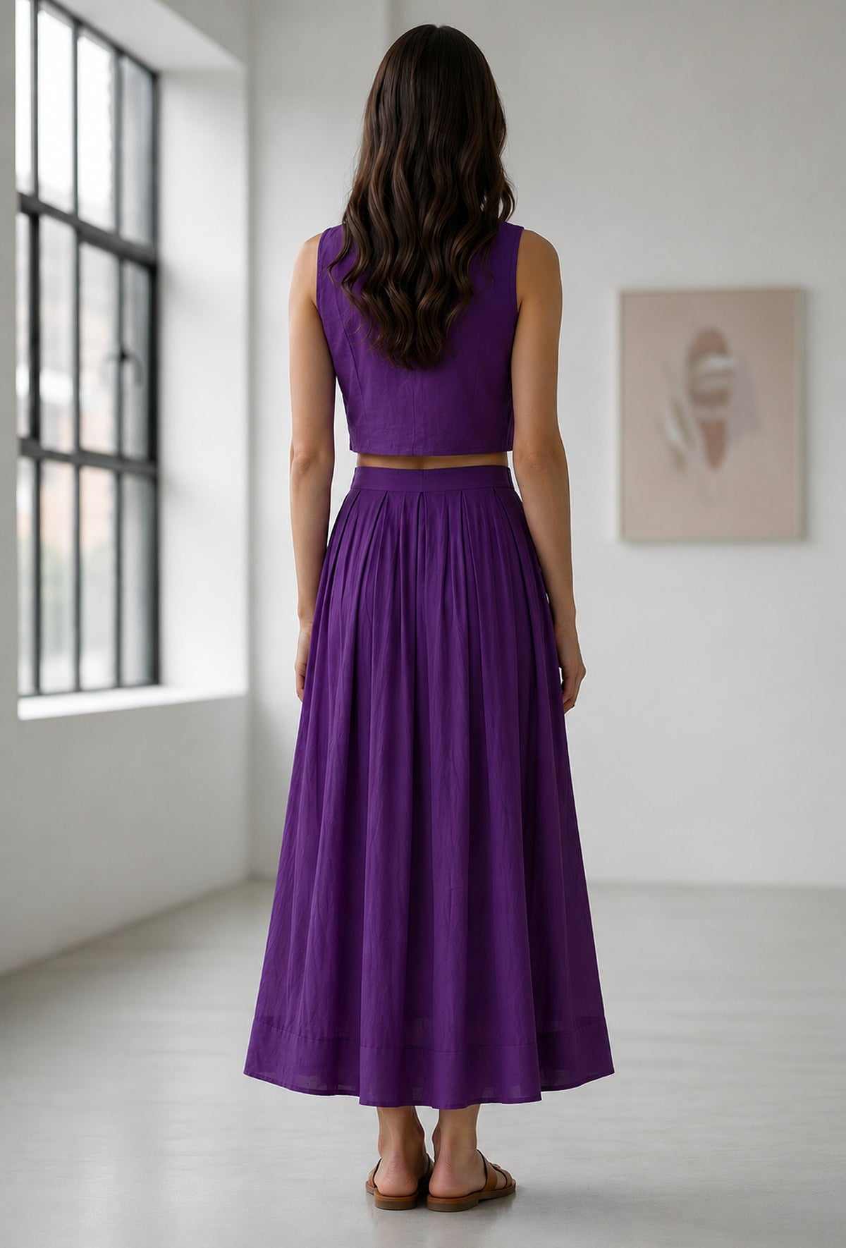 Purple Crop Top & Flared Skirt Co-Ord Set トップス XS・スカート L