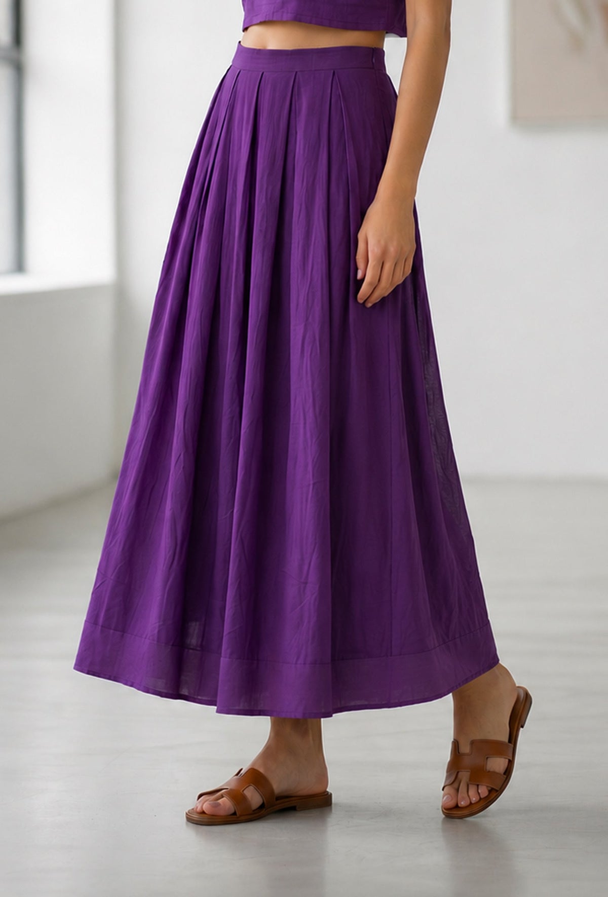 Purple Pleated Maxi Skirt サイズ S