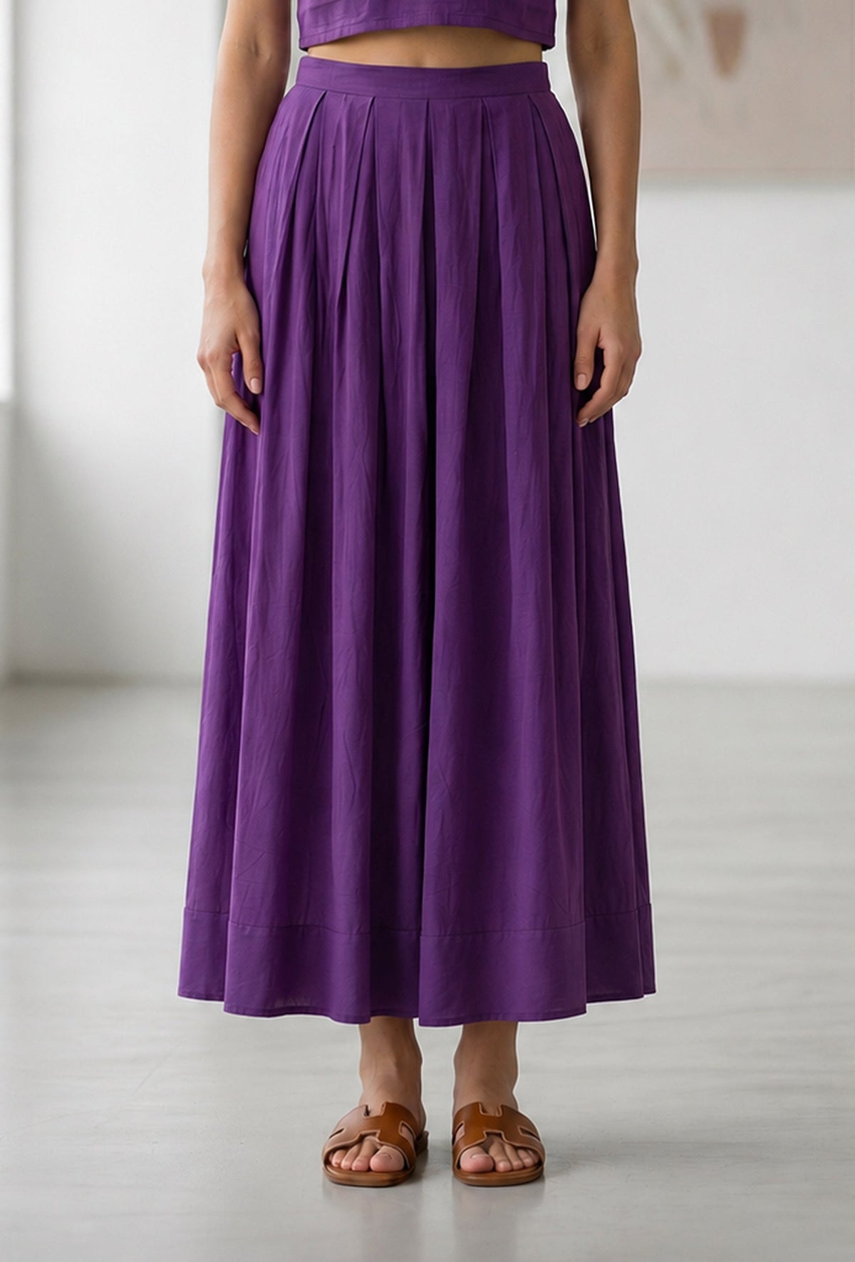 Purple Crop Top & Flared Skirt Co-Ord Set トップス XXL・スカート L