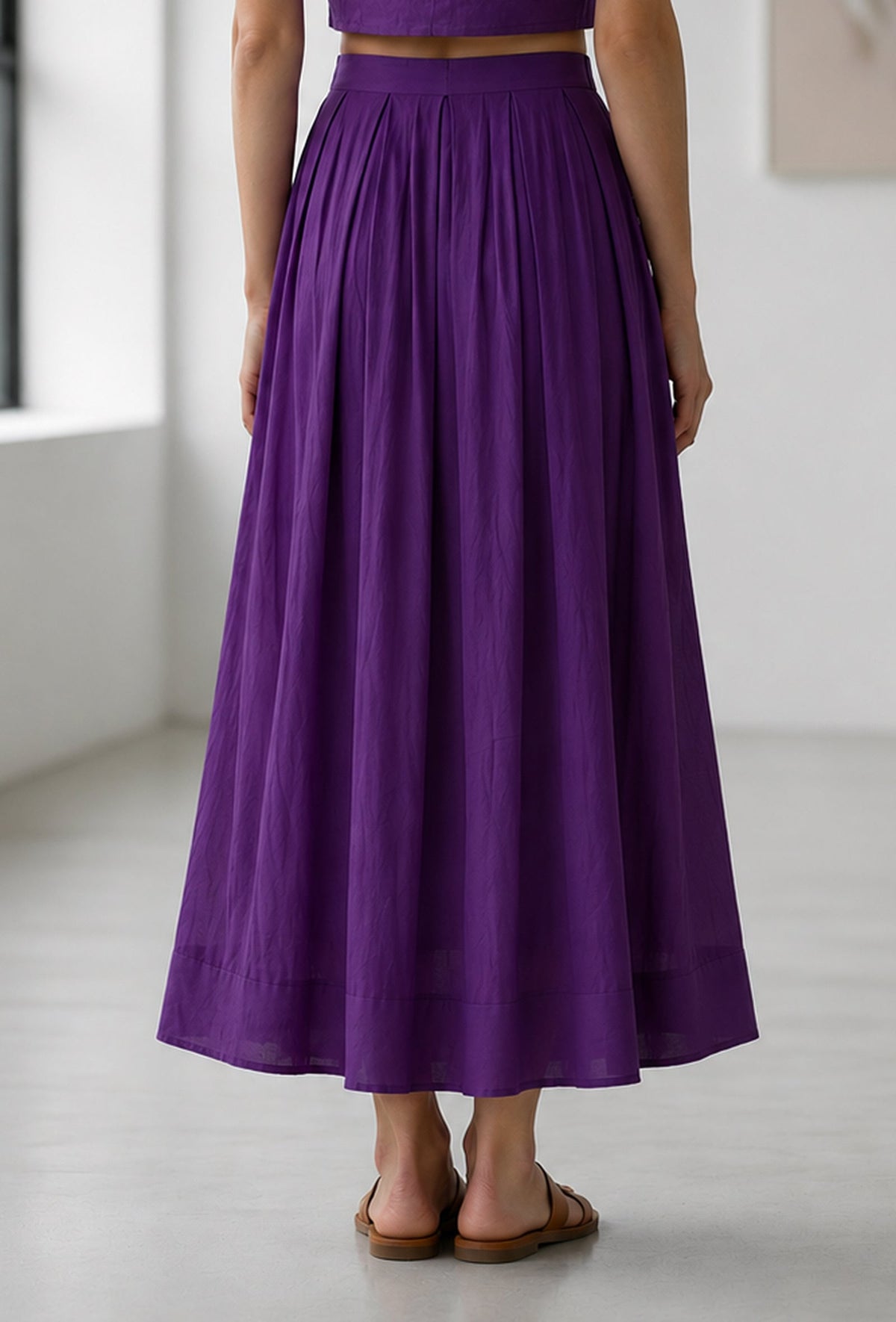 Purple Pleated Maxi Skirt サイズ M