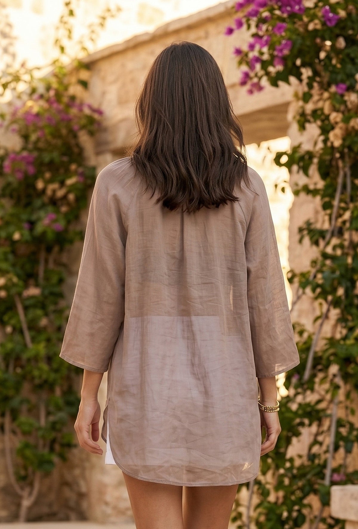 Taupe Sheer Oversized Shirt サイズ XXL