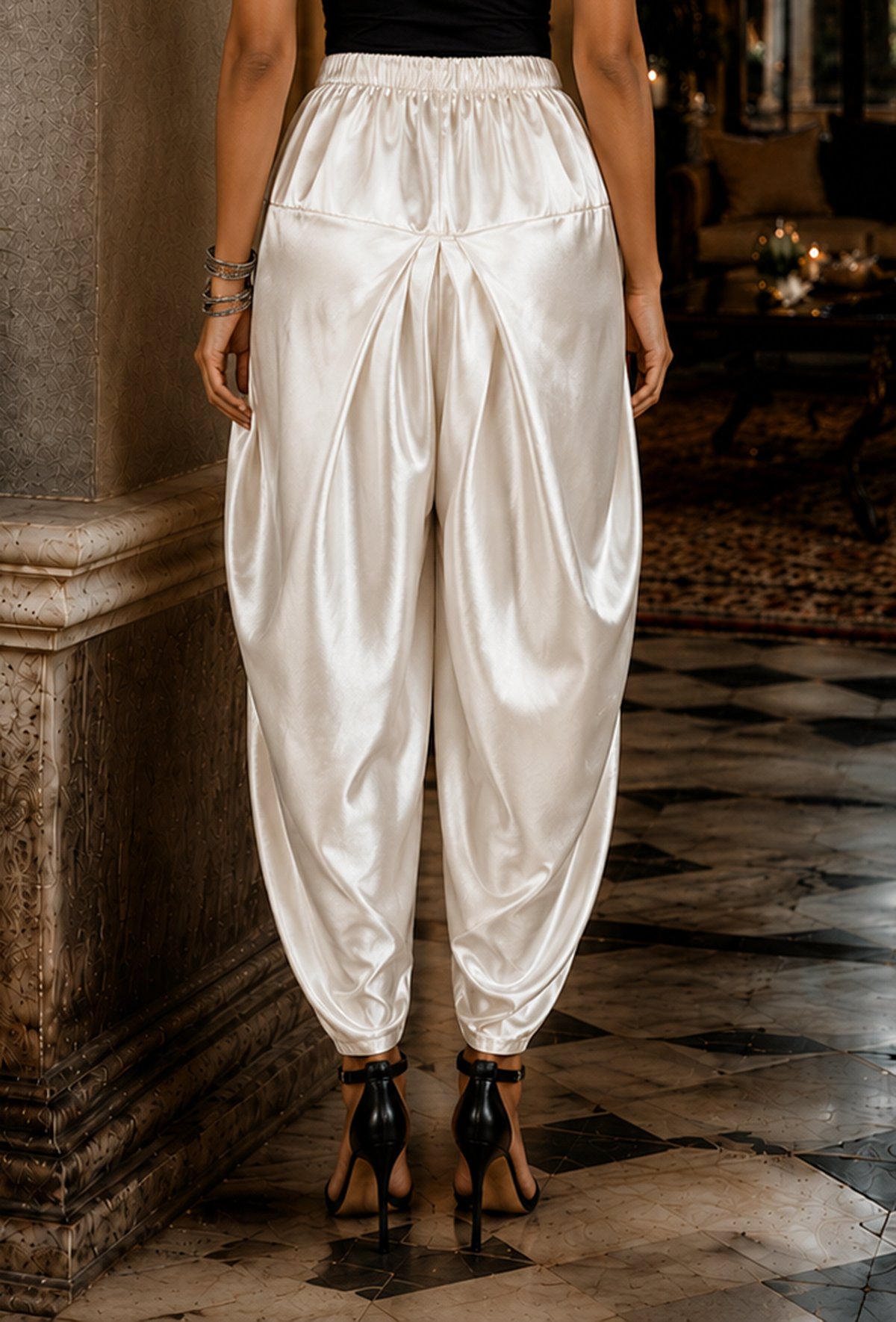 Ivory Satin Dhoti Pant サイズ L