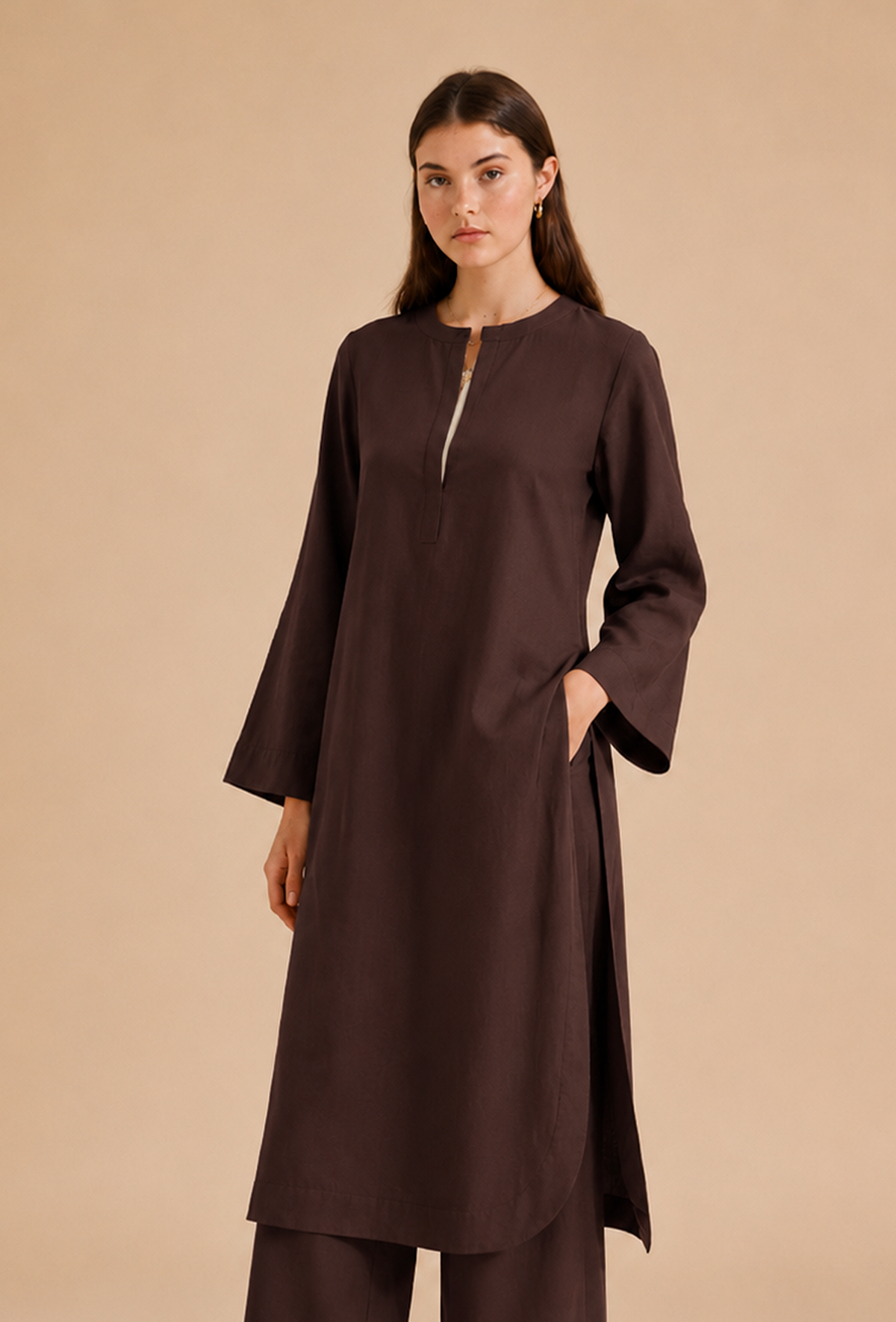 Brown Cotton Straight Kurta サイズ S