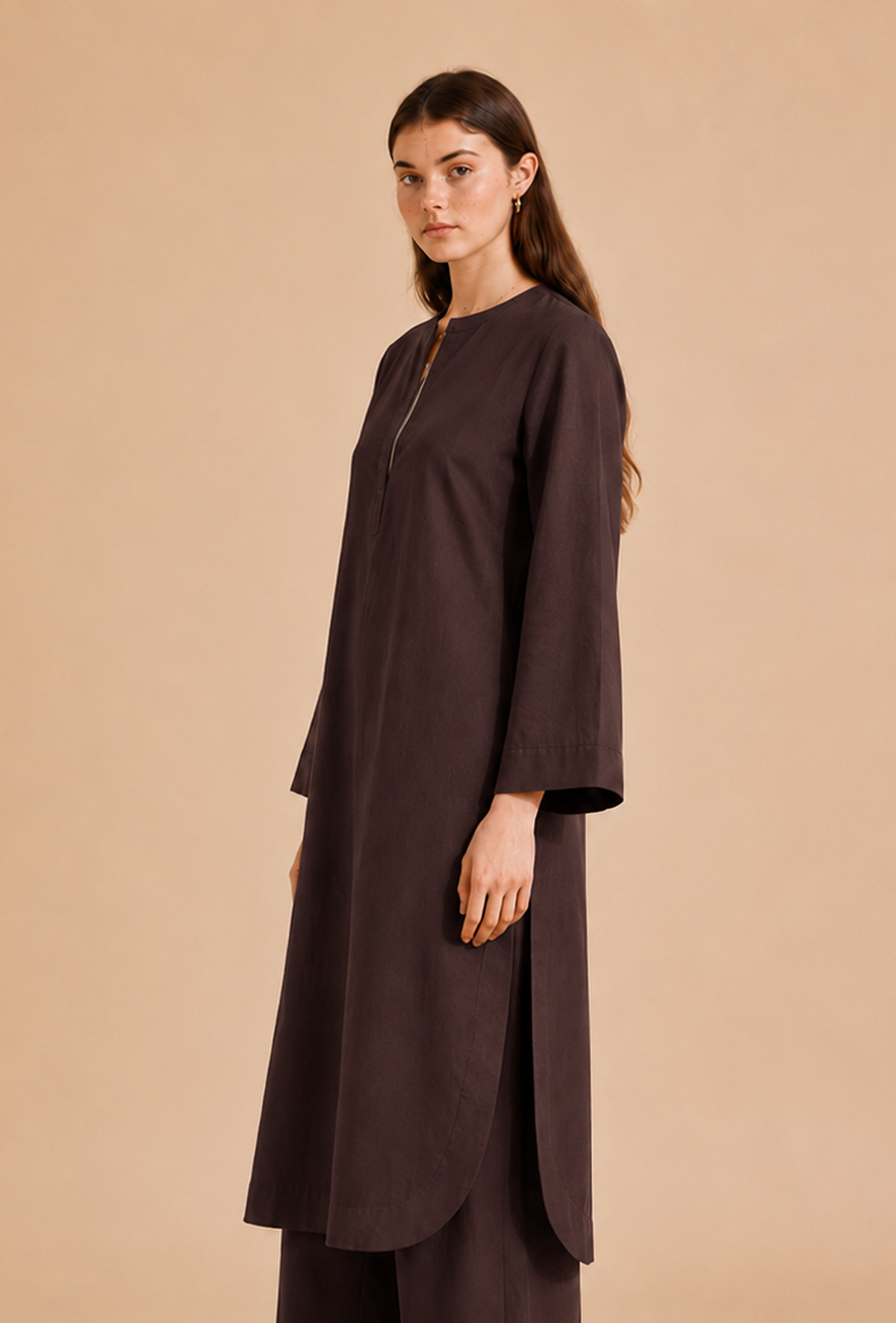 Brown Cotton Straight Kurta サイズ S
