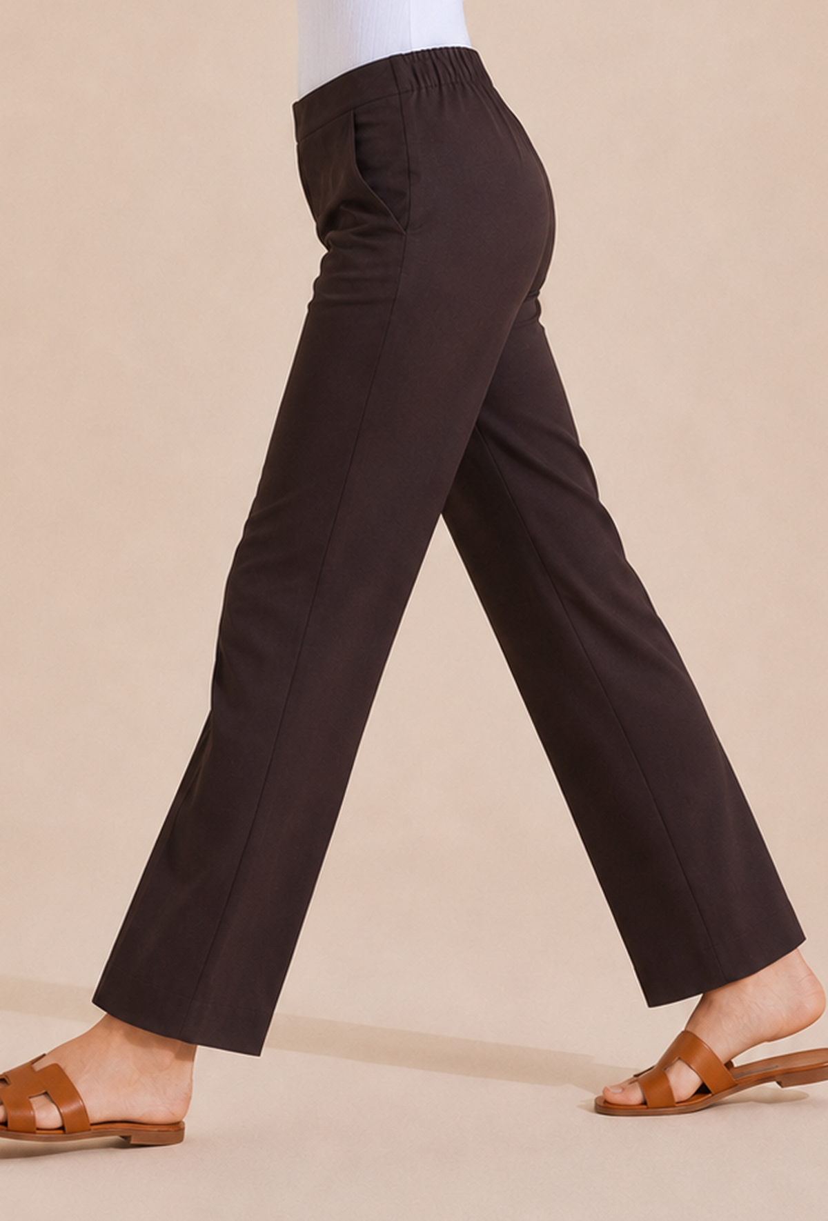 Brown Straight-Fit Cotton Pants サイズ M