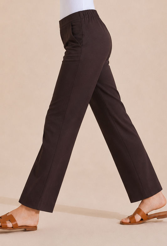 Brown Straight-Fit Cotton Pants サイズ M