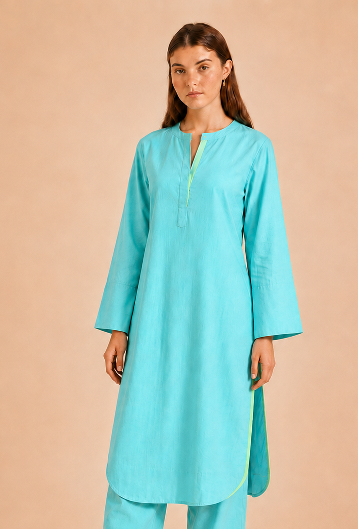Aqua Blue Cotton Kurta サイズ XS
