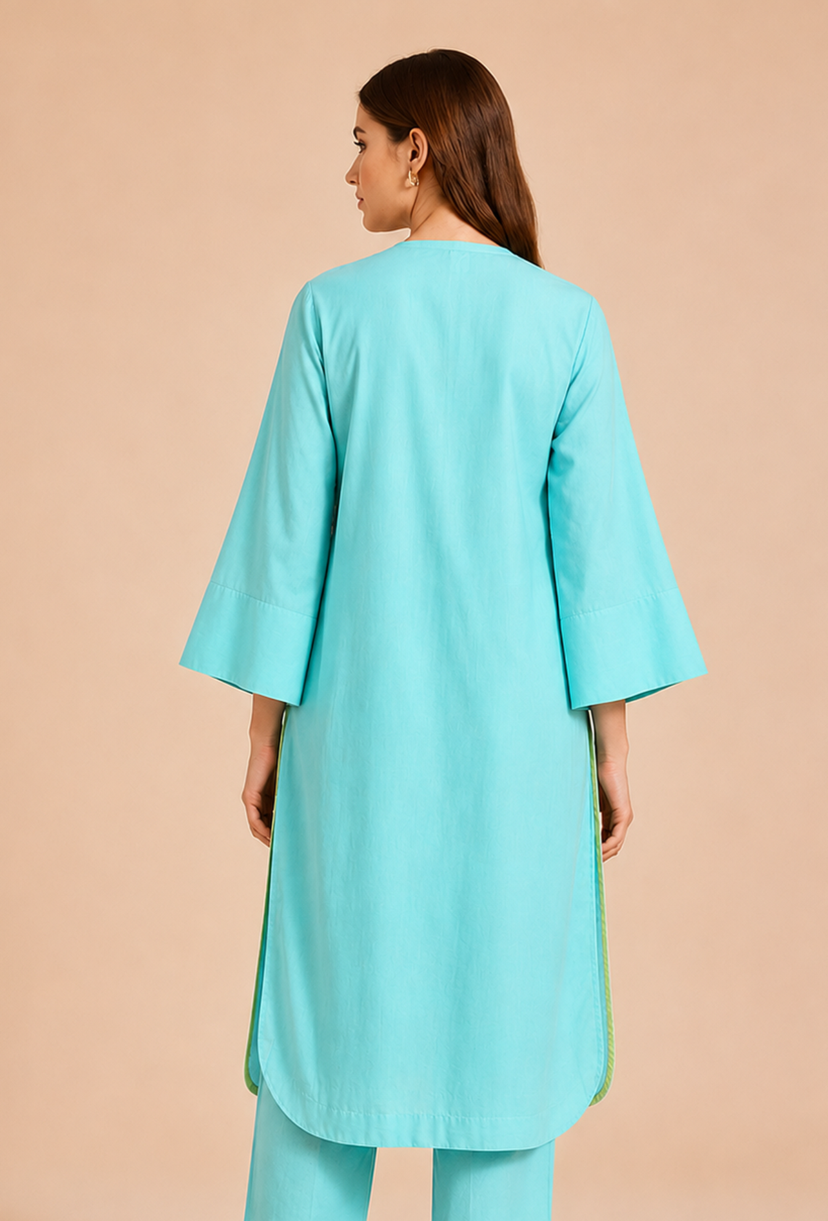 Aqua Blue Cotton Kurta サイズ M