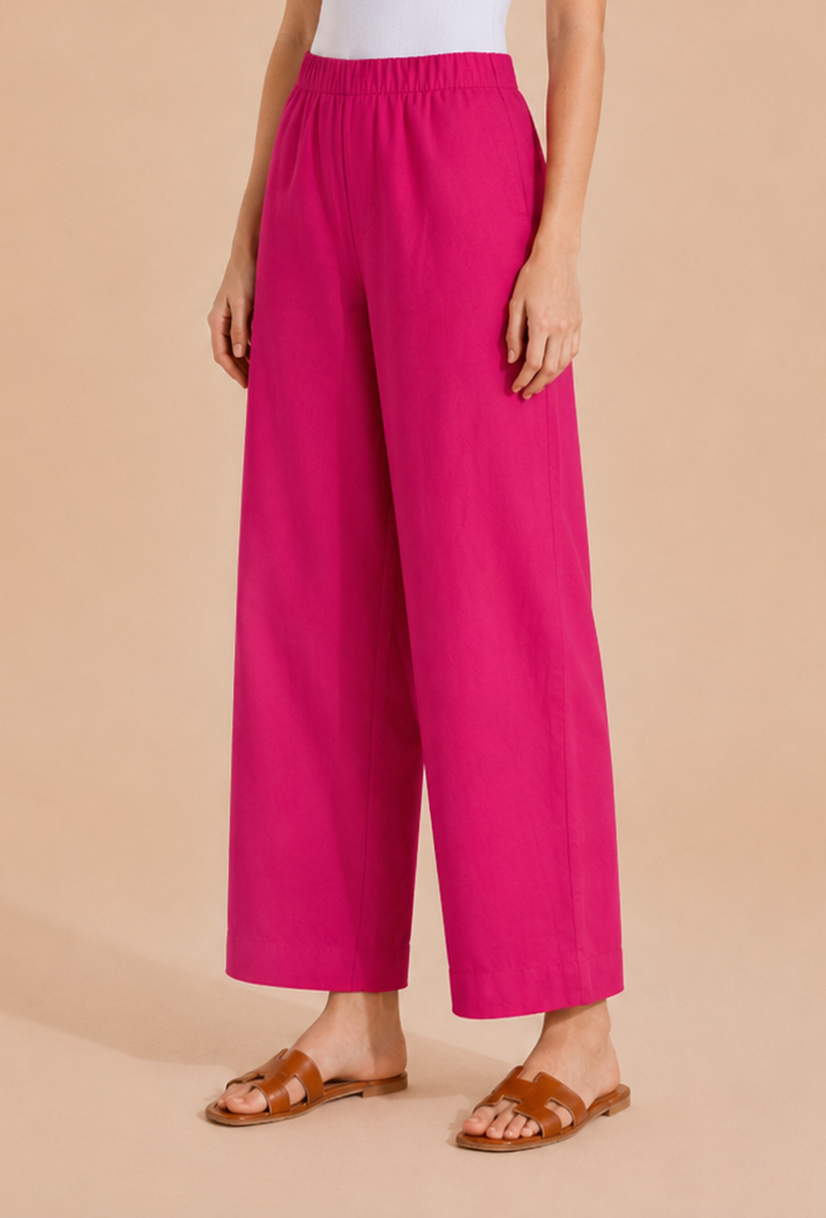 Set of 2: Fuchsia Pink Cotton Kurta & Palazzo クルタ M・パンツ M