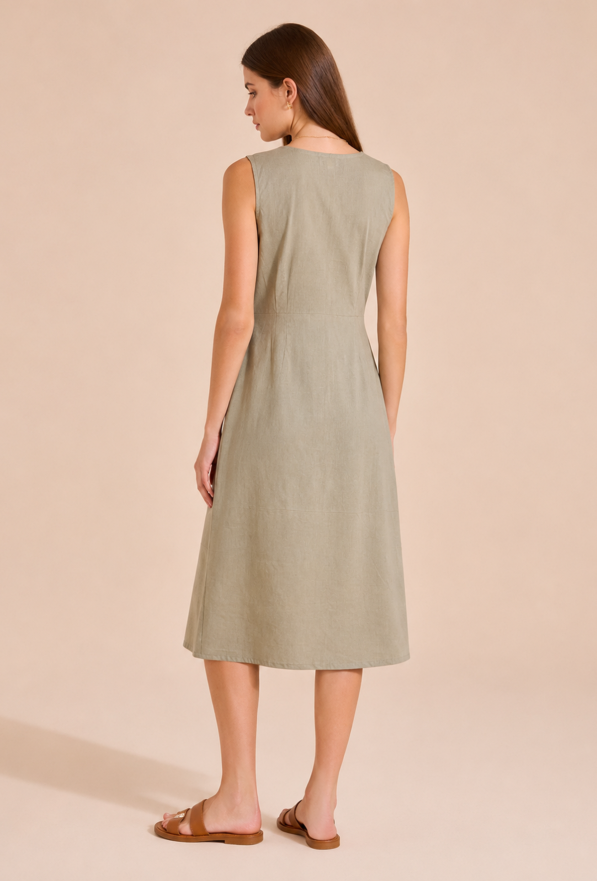 Sage Green Wrap Midi Dress サイズ M