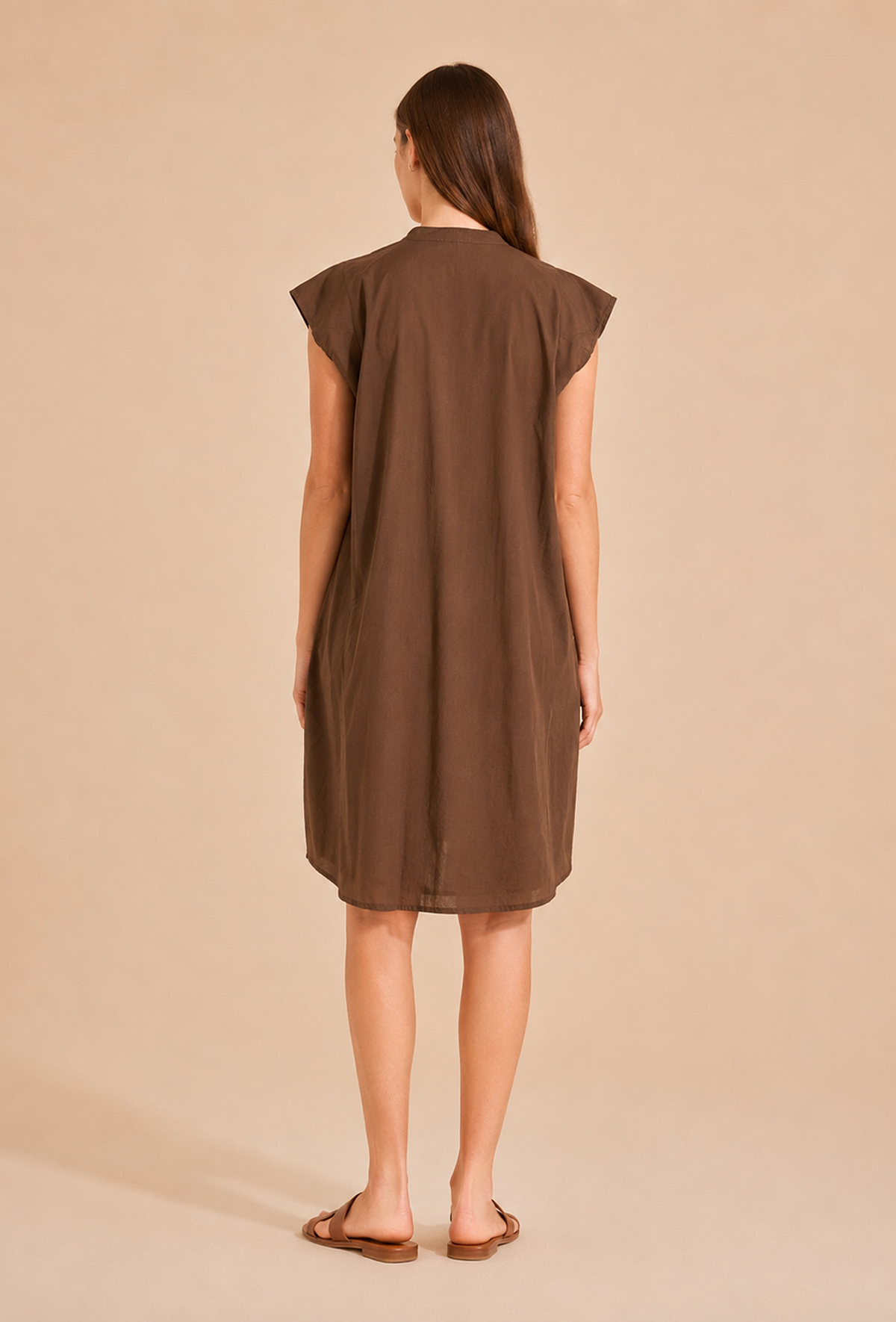 Chocolate Brown Pintuck Cotton Dress サイズ XXL