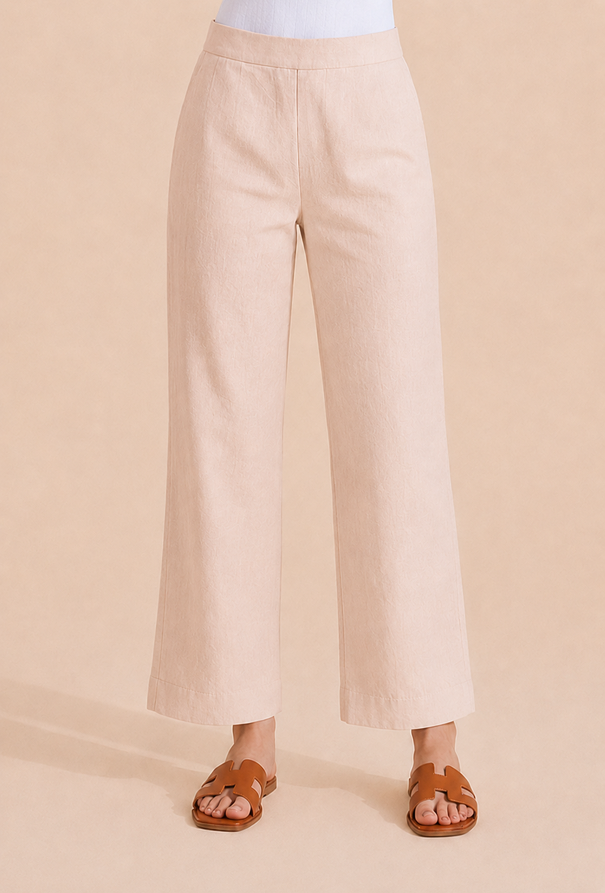 Set of 2: Beige Cotton Kurta & Straight Pants クルタ XL・パンツ M