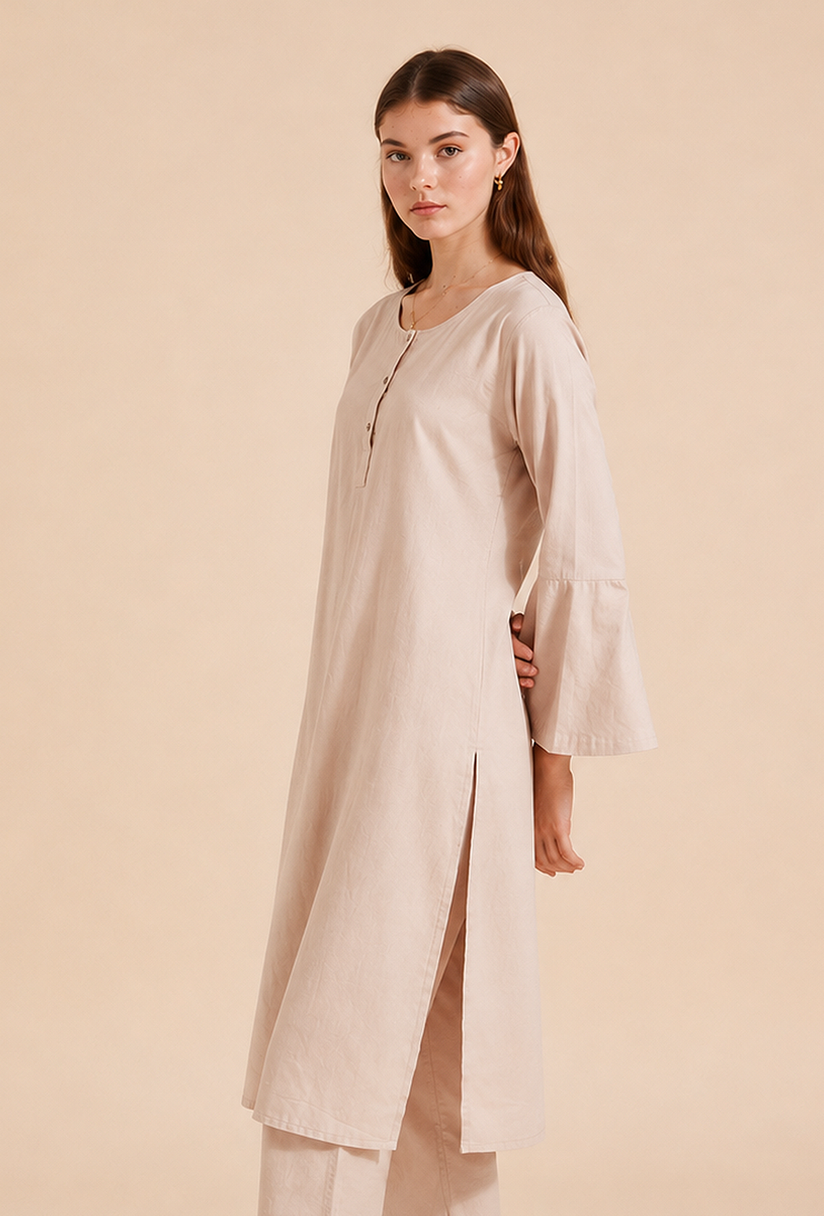 Beige Cotton Straight Kurta サイズ XS