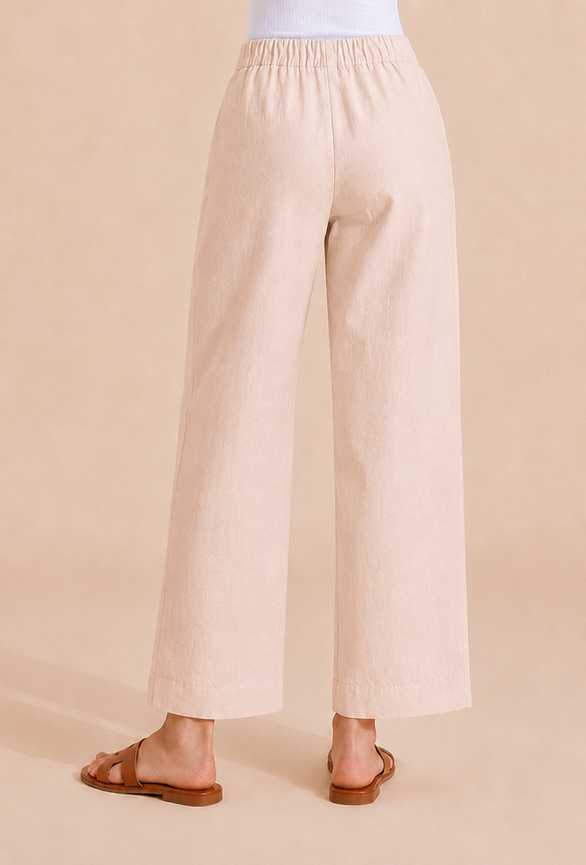 Beige Straight-Fit Cotton Pants サイズ S