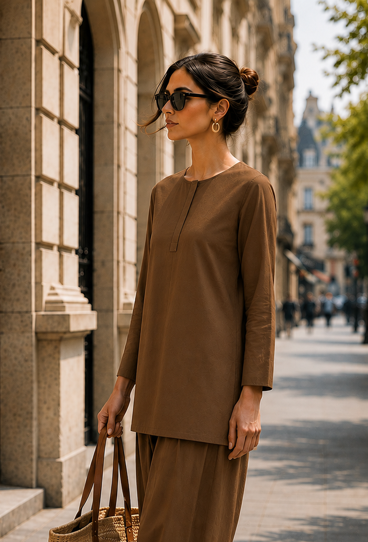 Mocha Brown Textured Cotton Kurta サイズ S
