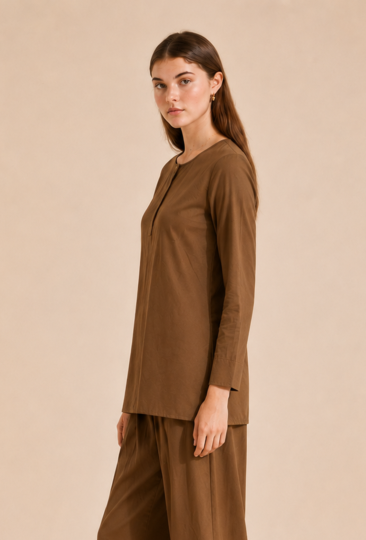 Mocha Brown Textured Cotton Kurta サイズ S