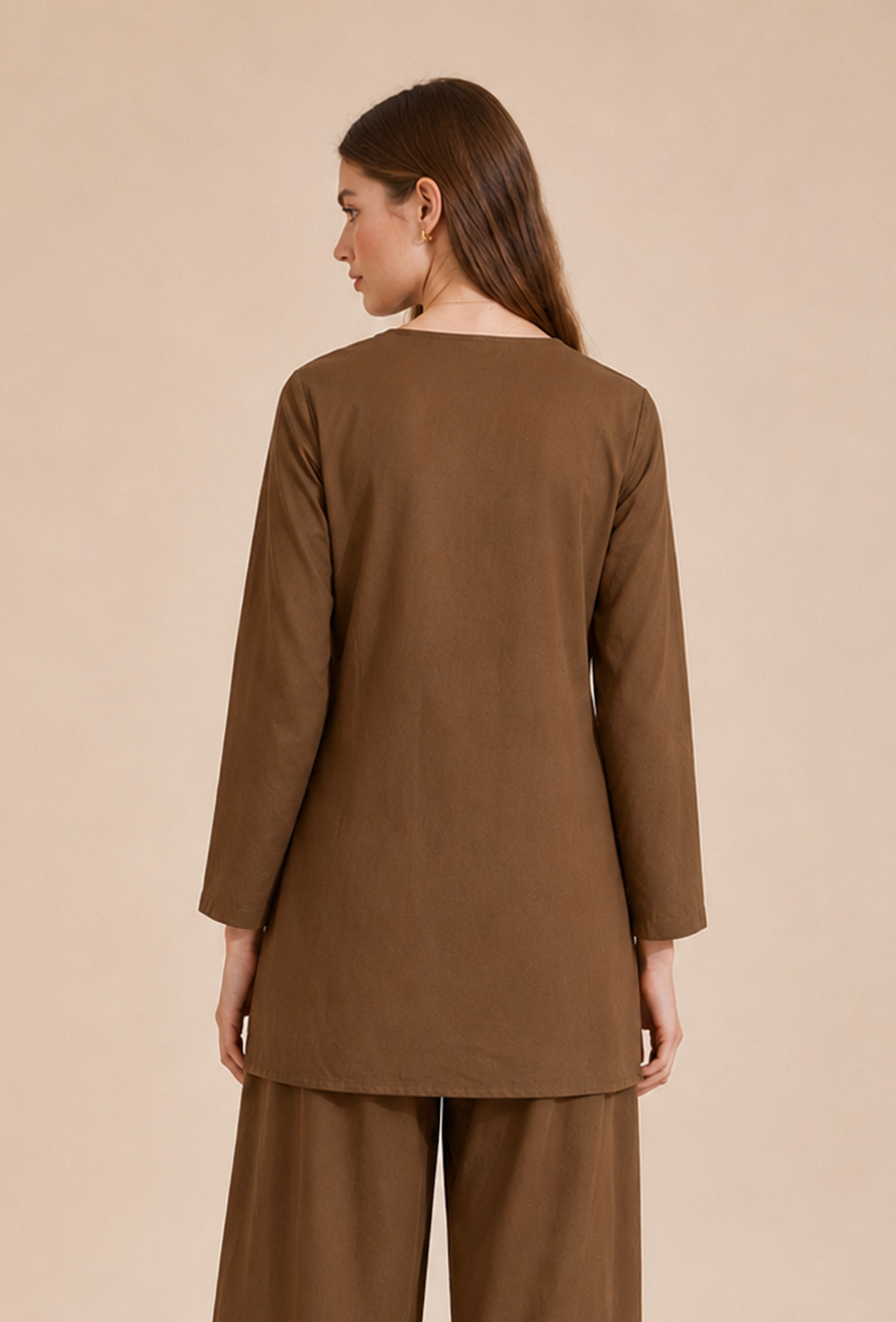 Mocha Brown Textured Cotton Kurta サイズ XL