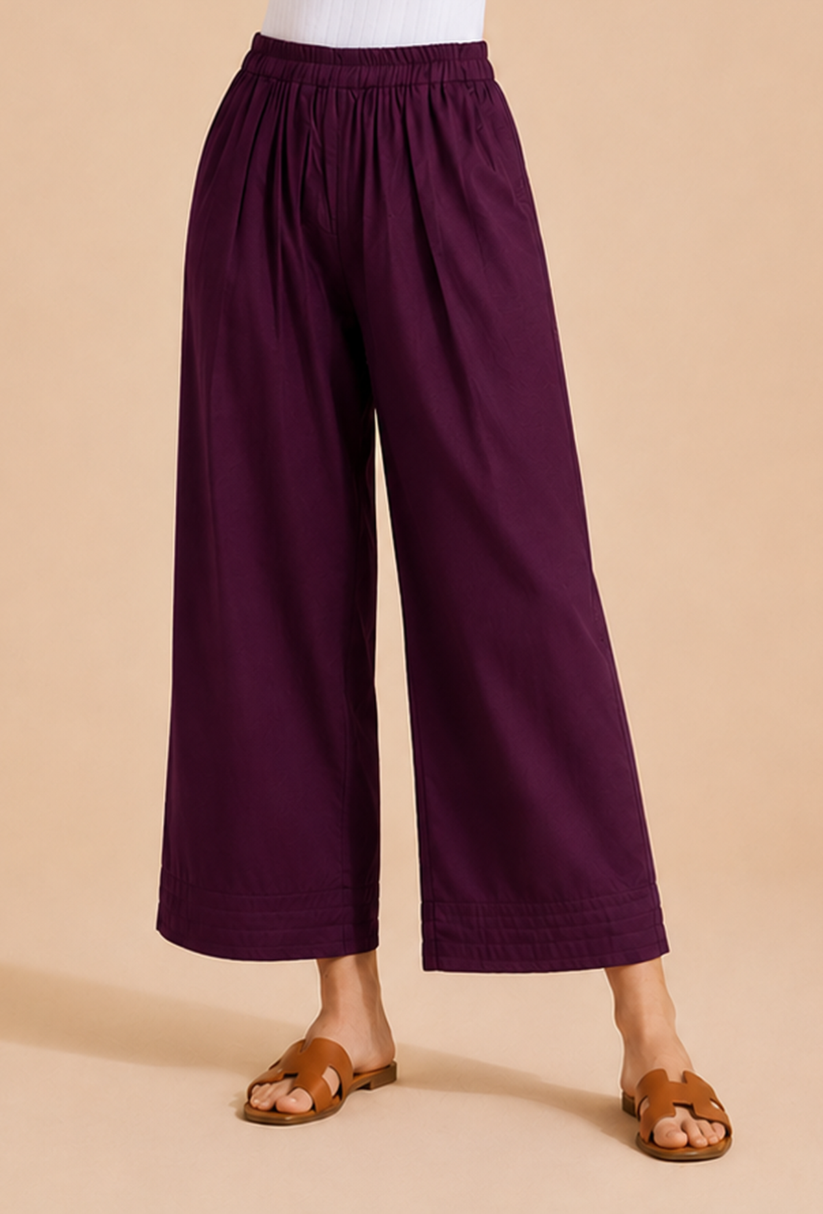 Set of 2: Deep Plum Cotton Kurta & Palazzo クルタ M・パンツ XXXL