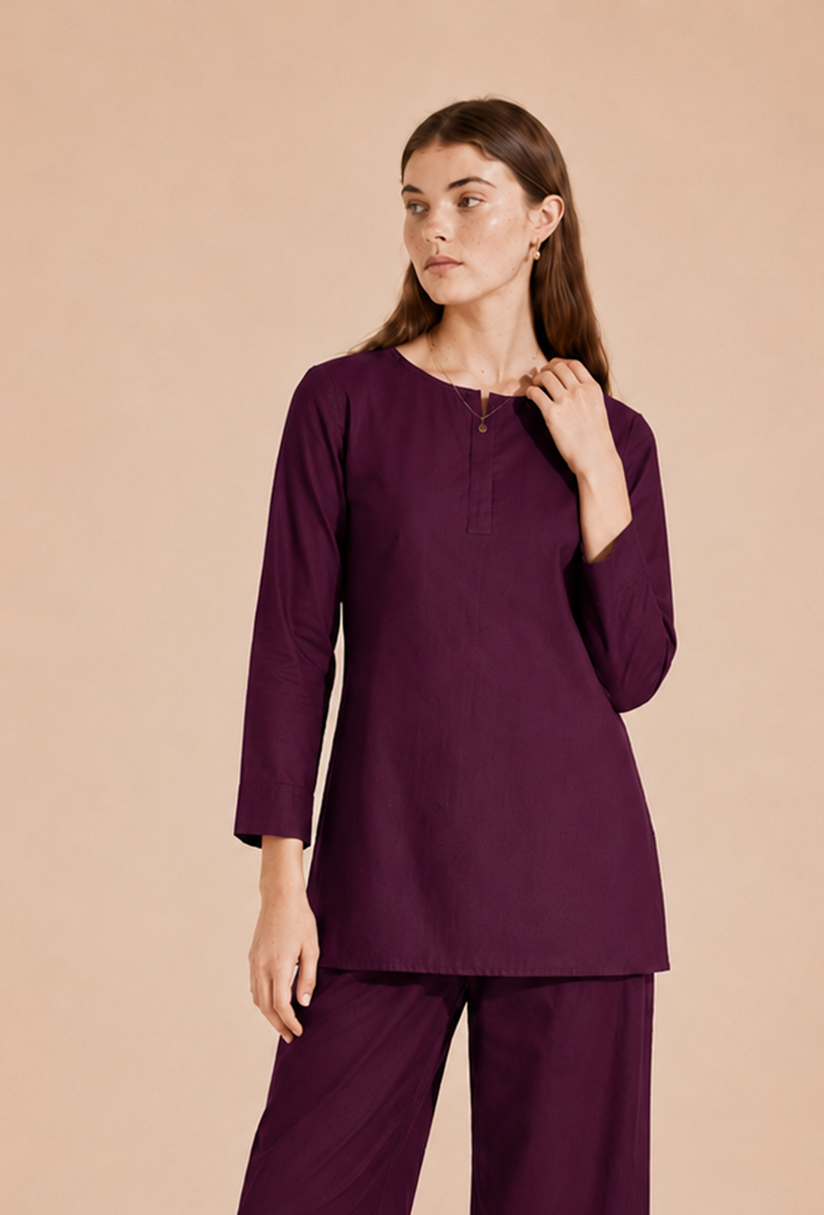 Deep Plum Cotton Kurta サイズ XXL