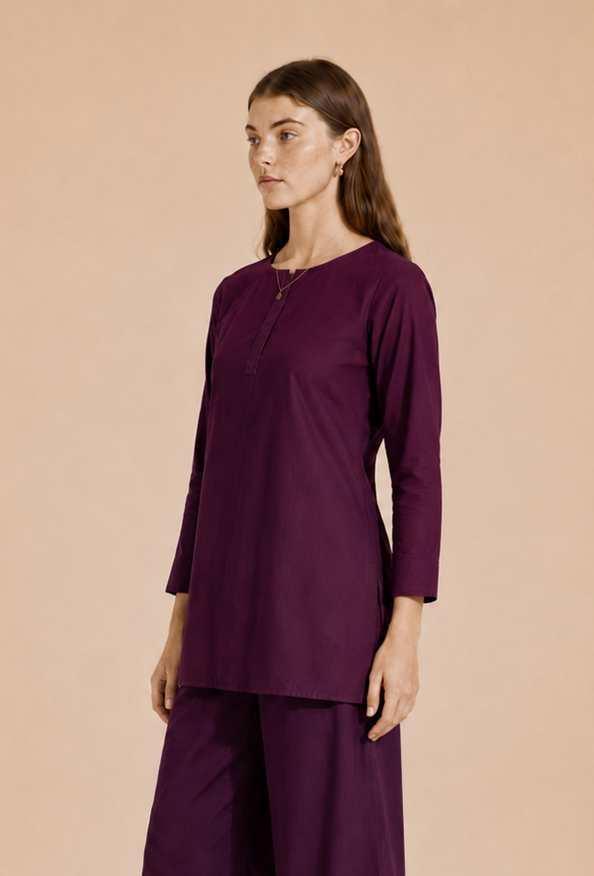Deep Plum Cotton Kurta サイズ S