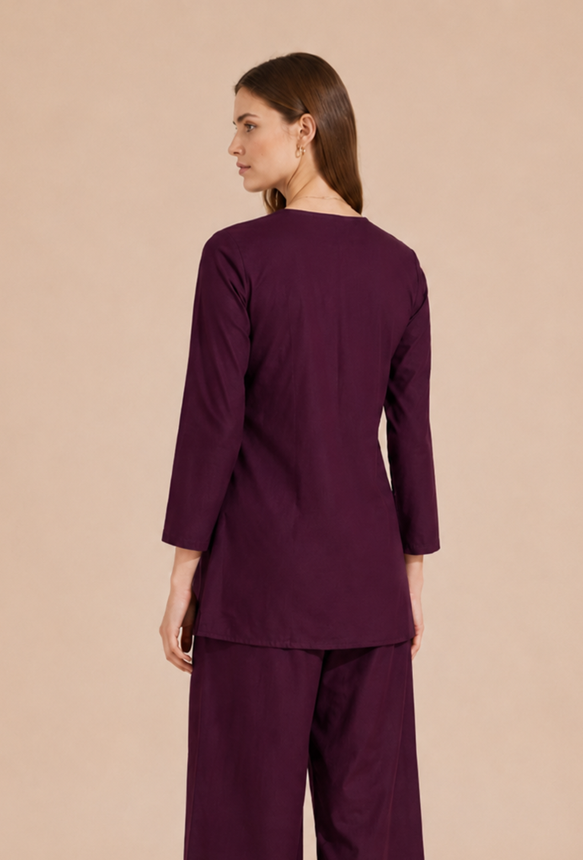 Deep Plum Cotton Kurta サイズ L