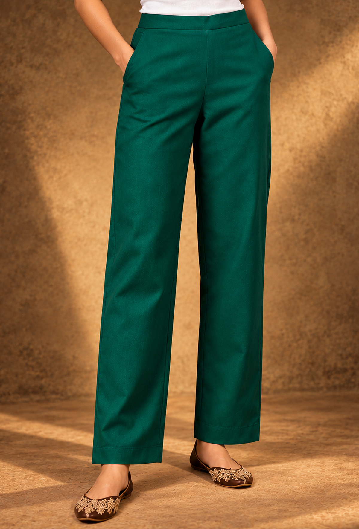 Set of 2: Green & Pink Glazed Cotton Kurta With Pants クルタ XXL・パンツ M