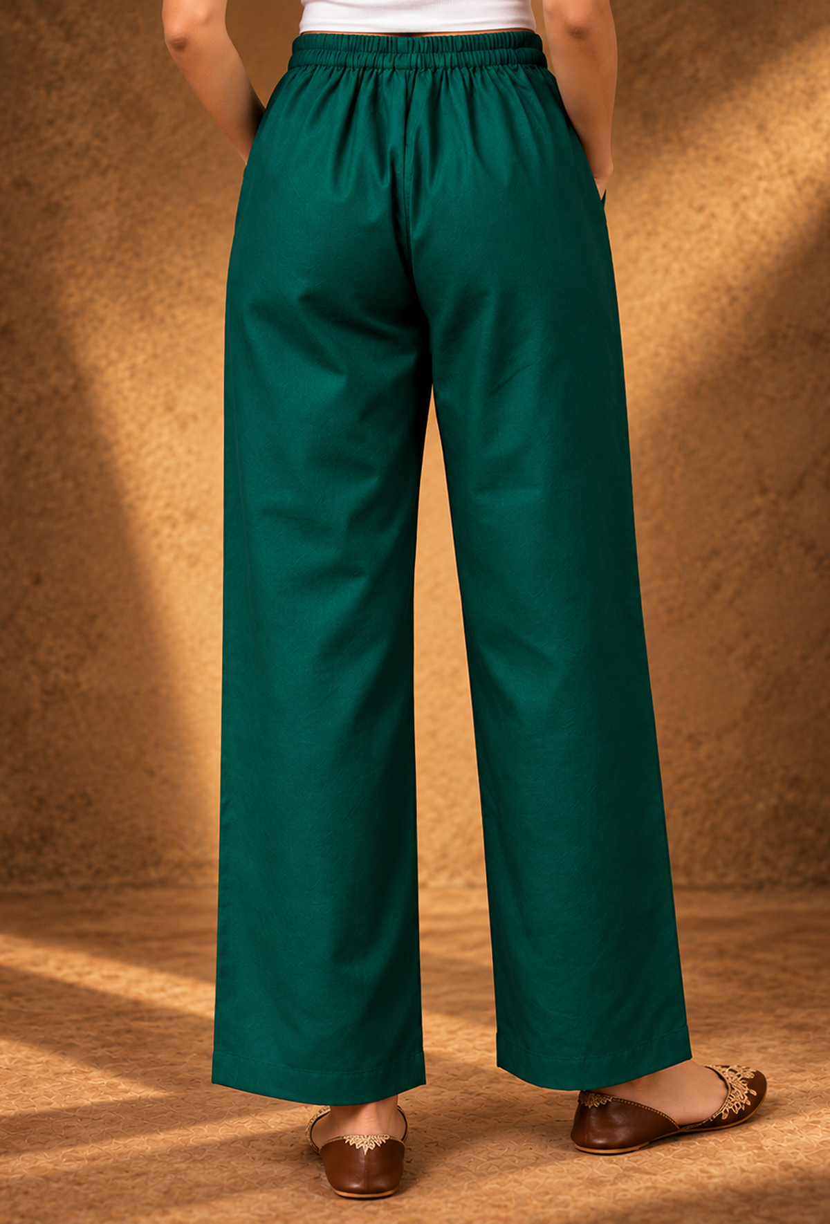 Set of 2: Green & Pink Glazed Cotton Kurta With Pants クルタ L・パンツ XL