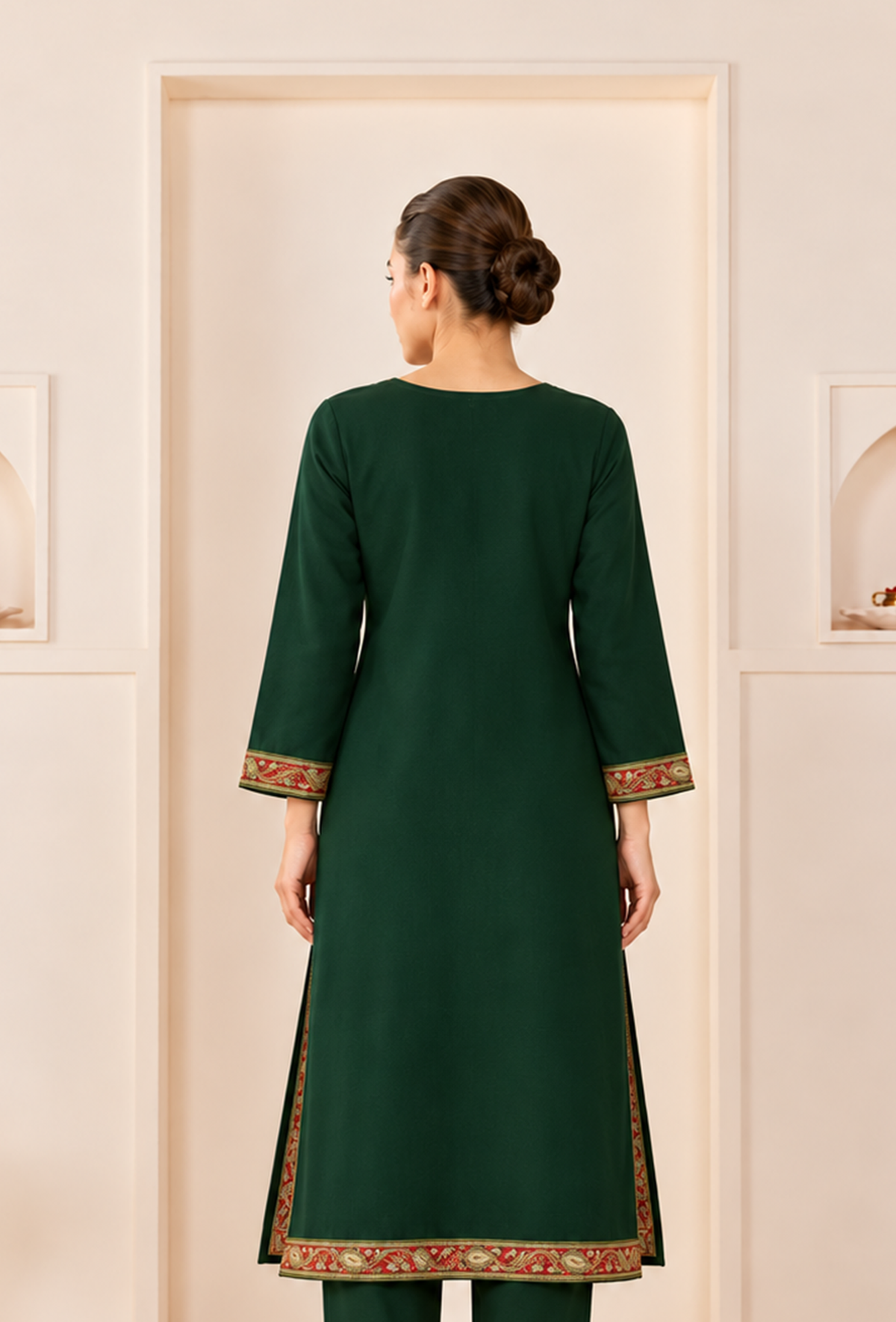 Emerald Royale Cashmilon Kashmiri Embroidered Lace Phiran サイズ フリーサイズ