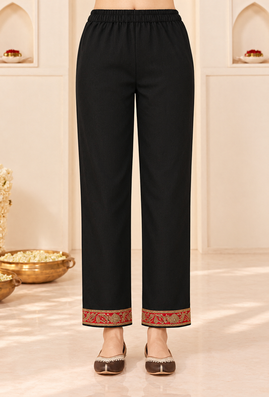 Noir Cashmilon Kashmiri Embroidered Lace Pant With Pockets サイズ M