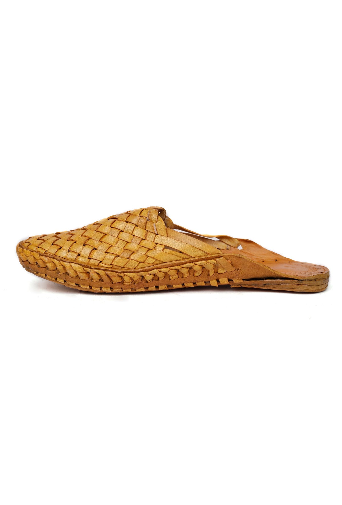 Handcrafted Tan Woven/Braided Leather Backless Loafers for Men サイズ EU41（UK8）