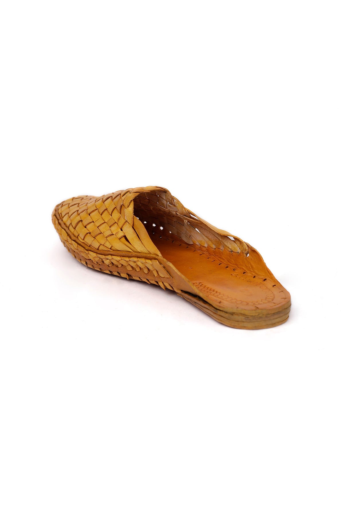 Handcrafted Tan Woven/Braided Leather Backless Loafers for Men サイズ EU42（UK9）