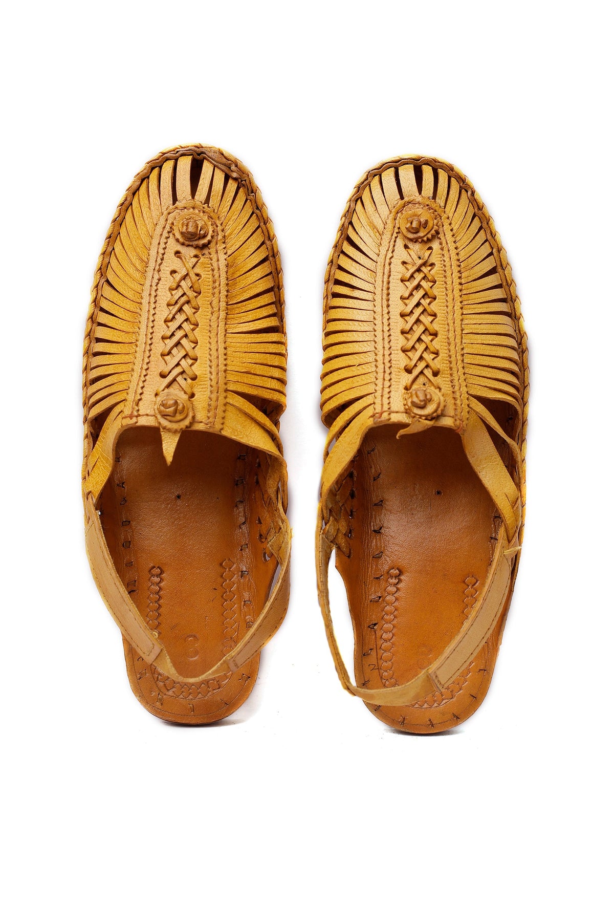 Fawn Brown Braided Pure Leather Kolhapuri Sandals - For Men サイズ EU41（UK7）