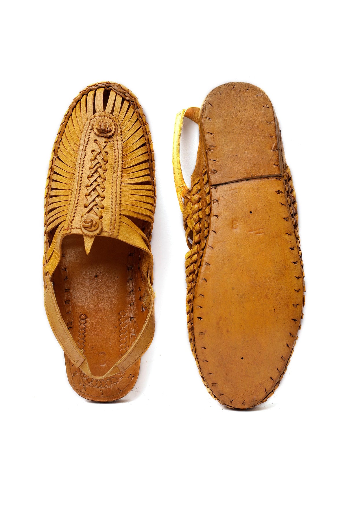 Fawn Brown Braided Pure Leather Kolhapuri Sandals - For Men サイズ EU41（UK7）