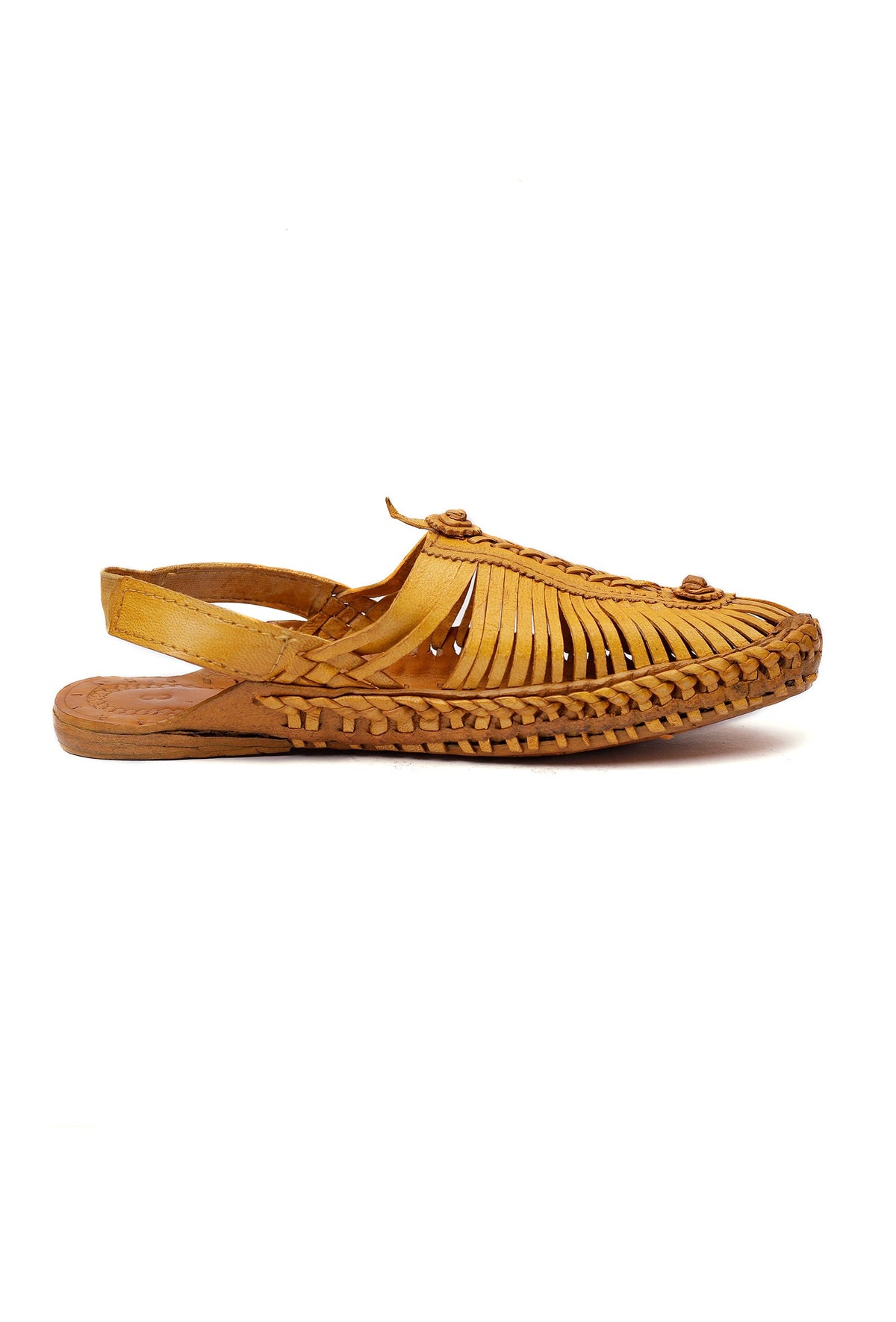 Fawn Brown Braided Pure Leather Kolhapuri Sandals - For Men サイズ EU41（UK7）