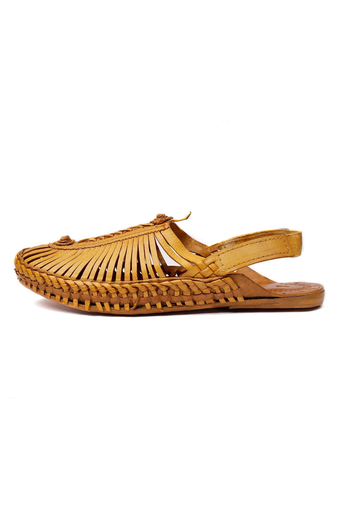 Fawn Brown Braided Pure Leather Kolhapuri Sandals - For Men サイズ EU41（UK7）