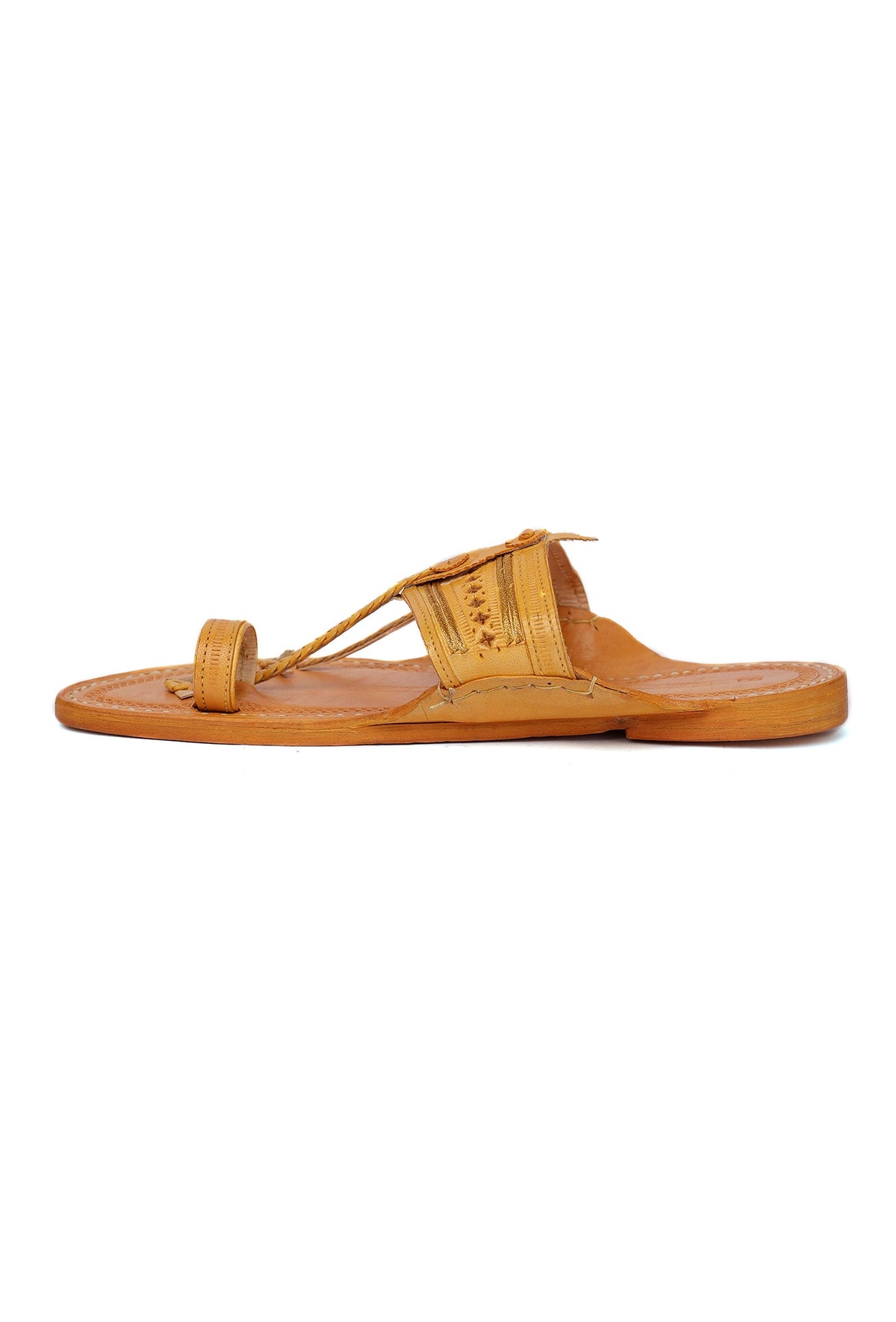 Samaksh Beige Pure Leather Kolhapuri Flats - For Men サイズ EU43（UK10）