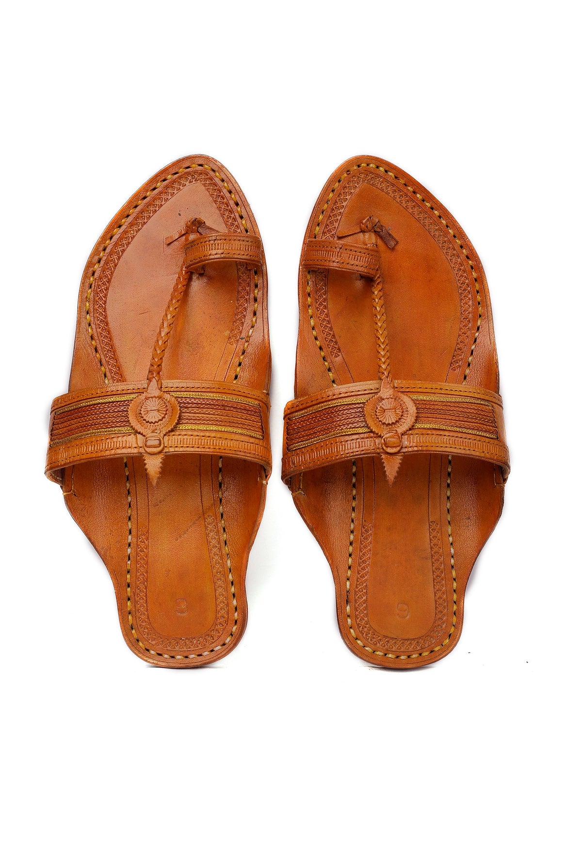 Adit Beige Pure Leather Kolhapuri Flats - For Men サイズ EU44（UK11）