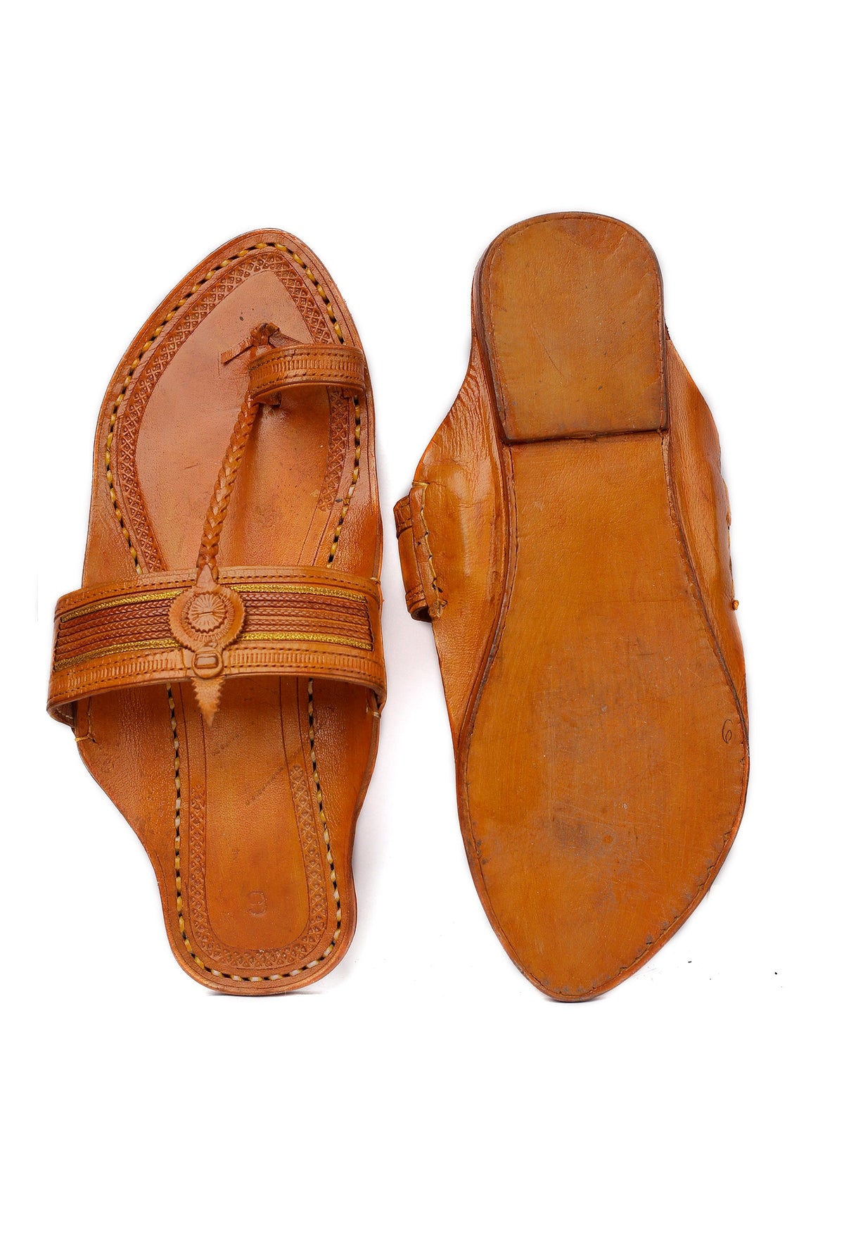 Adit Beige Pure Leather Kolhapuri Flats - For Men サイズ EU44（UK11）
