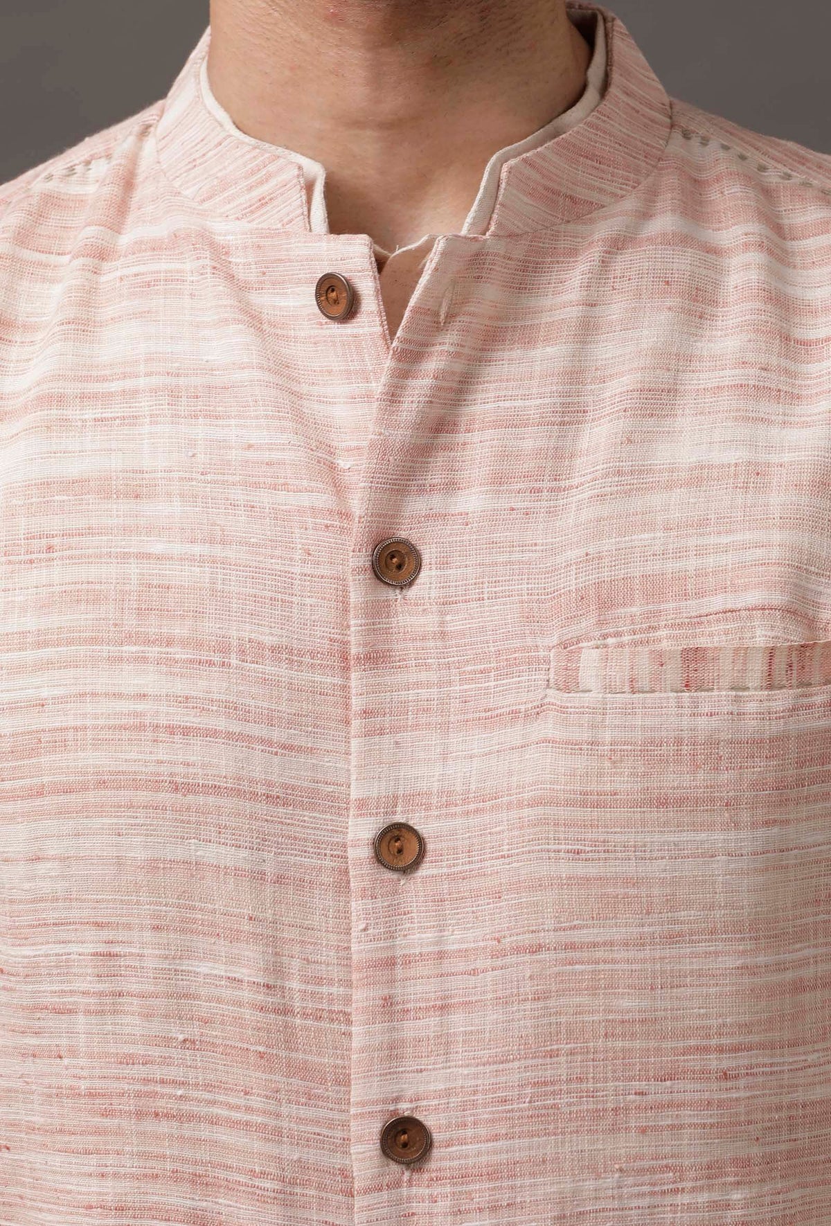 Set of 3: Beige Kurta Pajama with Pink Waist Coat サイズ 48