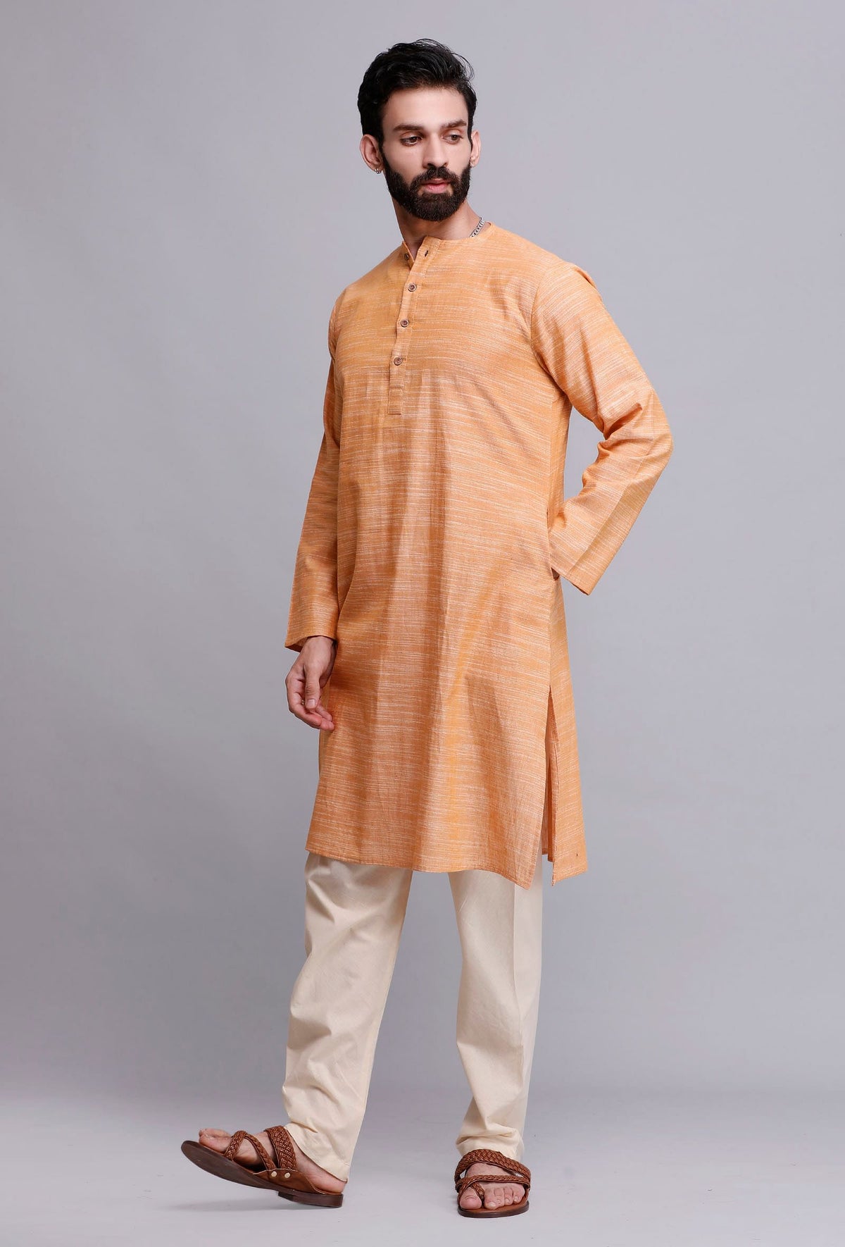 Set of 2: Peach Orange Cotton Kurta Pyjama サイズ 36