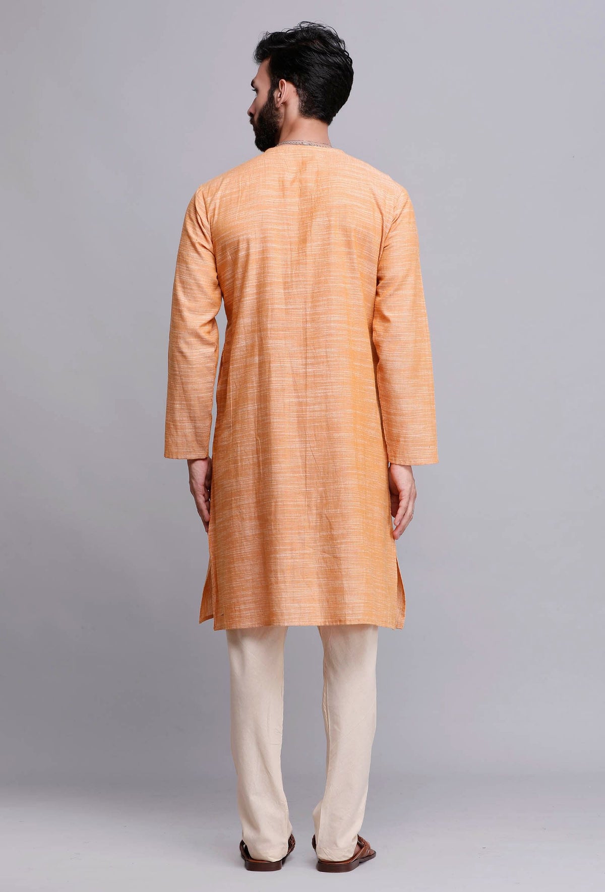 Set of 2: Peach Orange Cotton Kurta Pyjama サイズ 36
