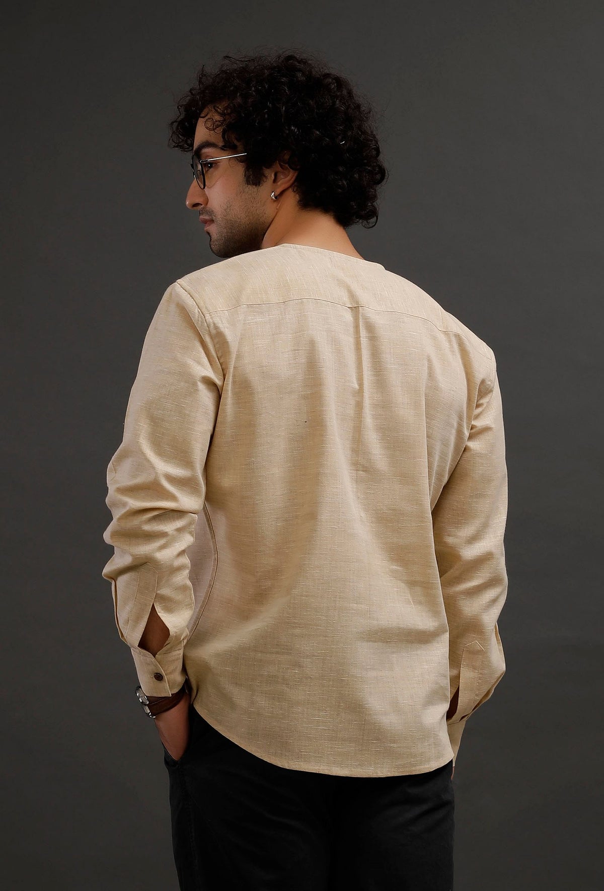 Classic Beige Cotton Slim Fit Shirt サイズ 40